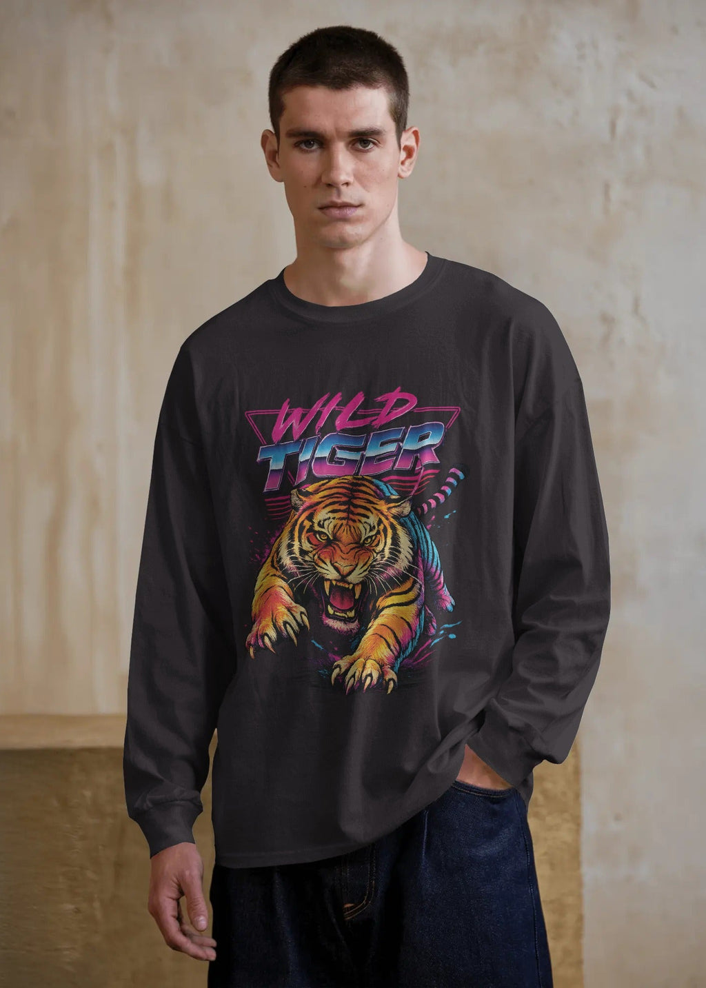 Wild Tiger Vintage Washed Long Sleeve T-Shirt