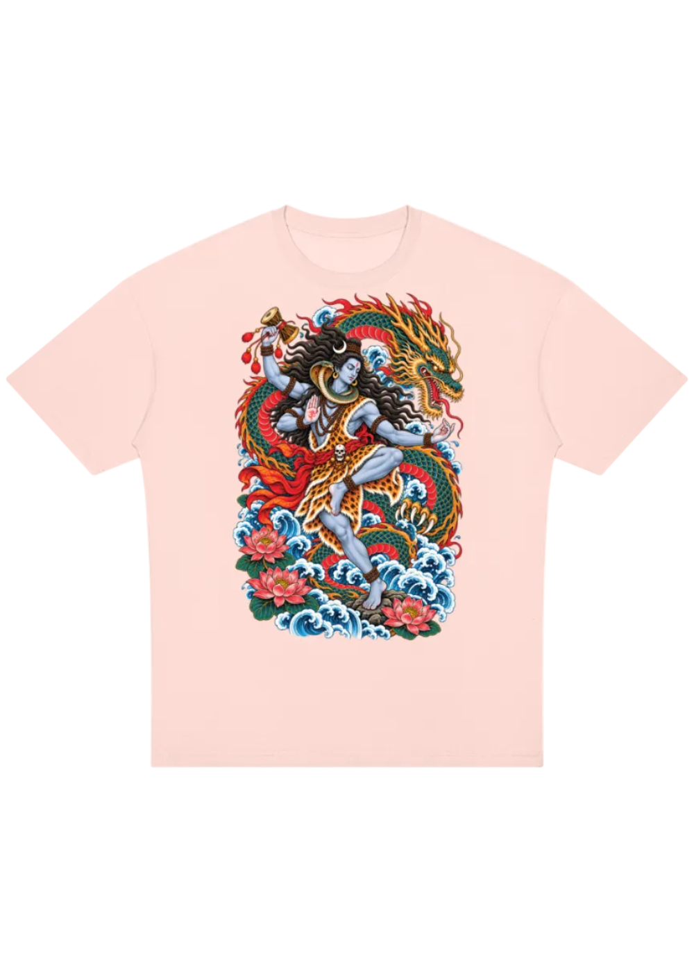 Lord Shiva Dragon Irezumi Oversized Drop Shoulder T-Shirt