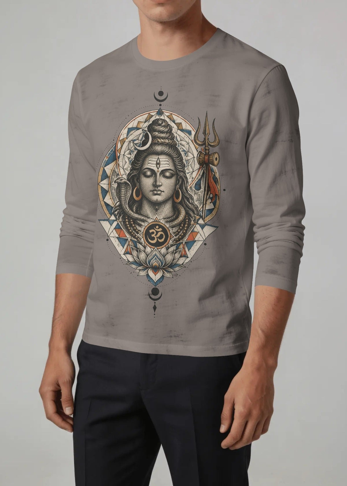 Geometric Mandala Lord Shiva Long Sleeve T-Shirt