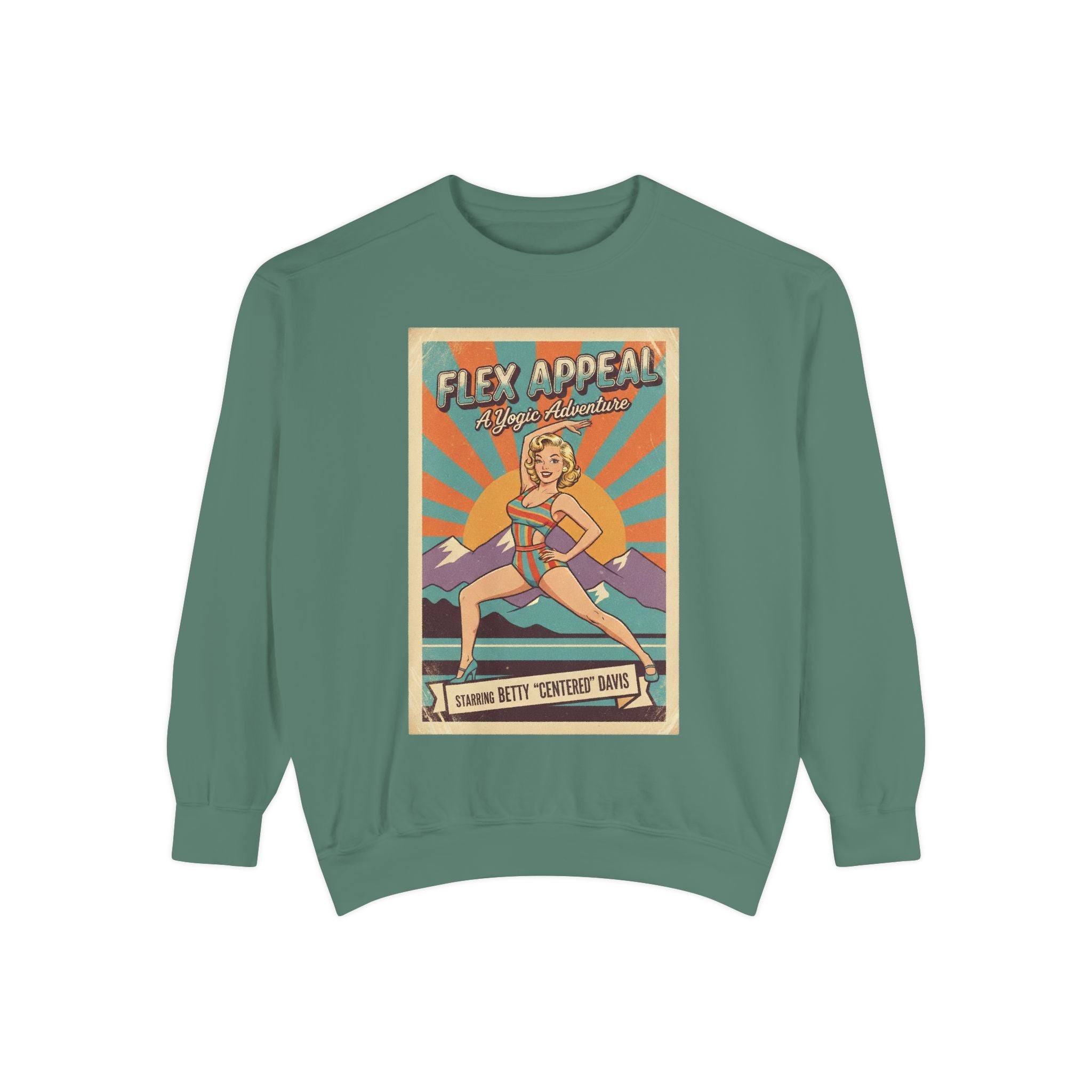 Flex Appeal Vintage Yoga Sweatshirt – Retro 1950s Yogic Adventure Pullover