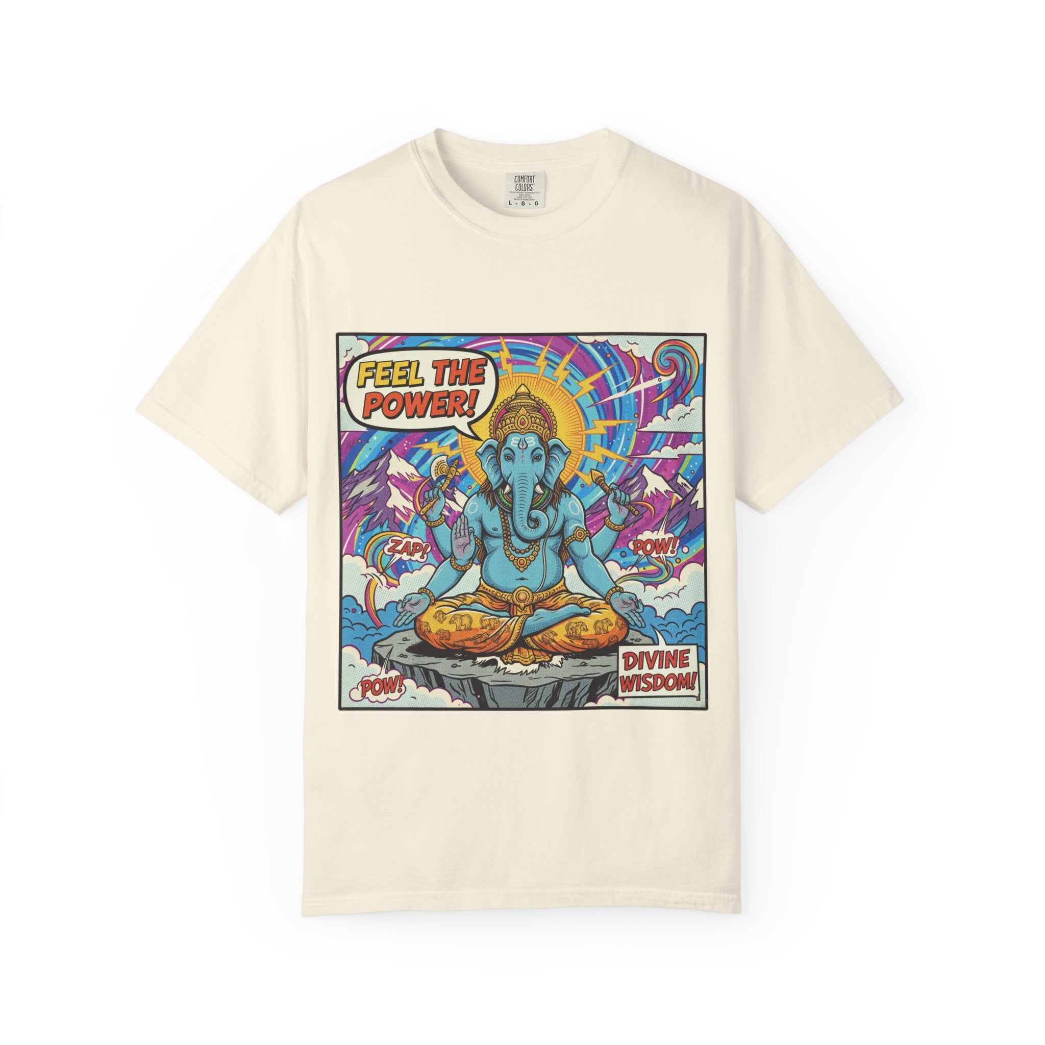 Feel The Power Ganesha Pop Art T-Shirt – Retro Comic Divine Wisdom Graphic Tee