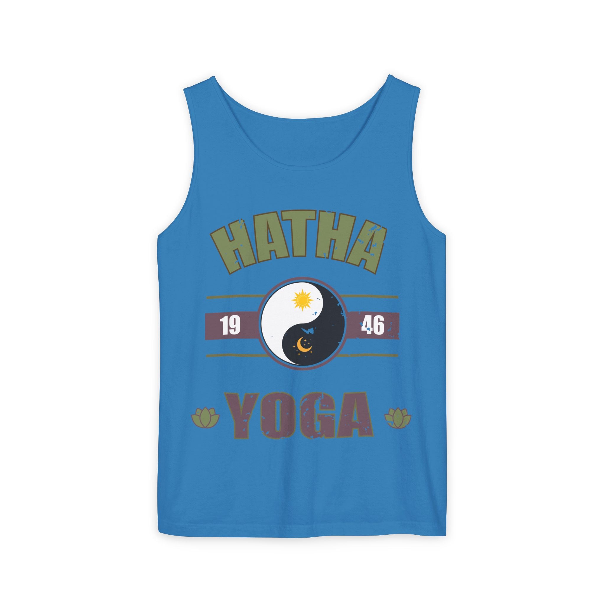 Vintage Hatha Yoga Tank Top – Yin Yang Celestial Meditation Racerback