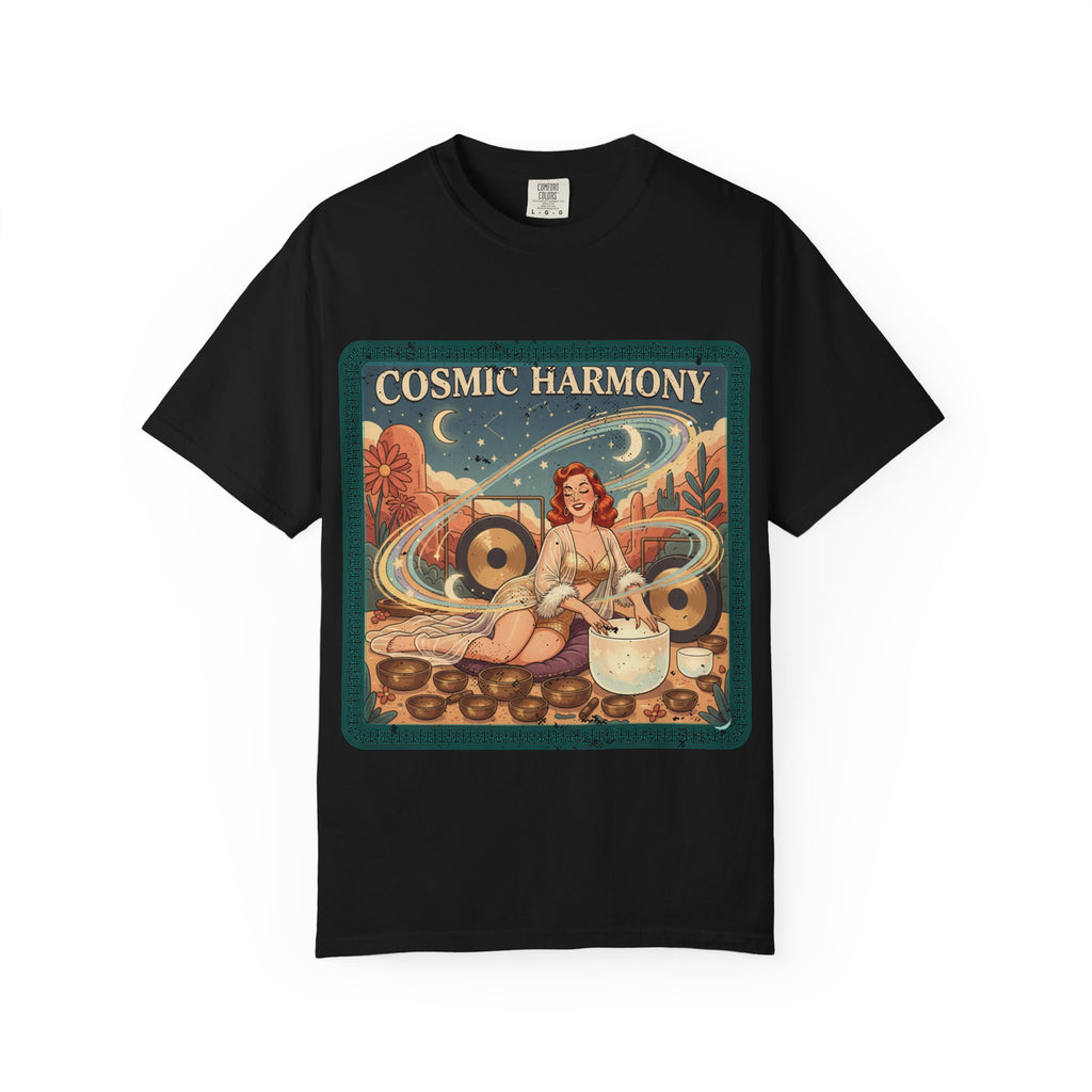 Cosmic Harmony Vintage T-Shirt – Retro Sound Healing Crystal Bowl Graphic Tee