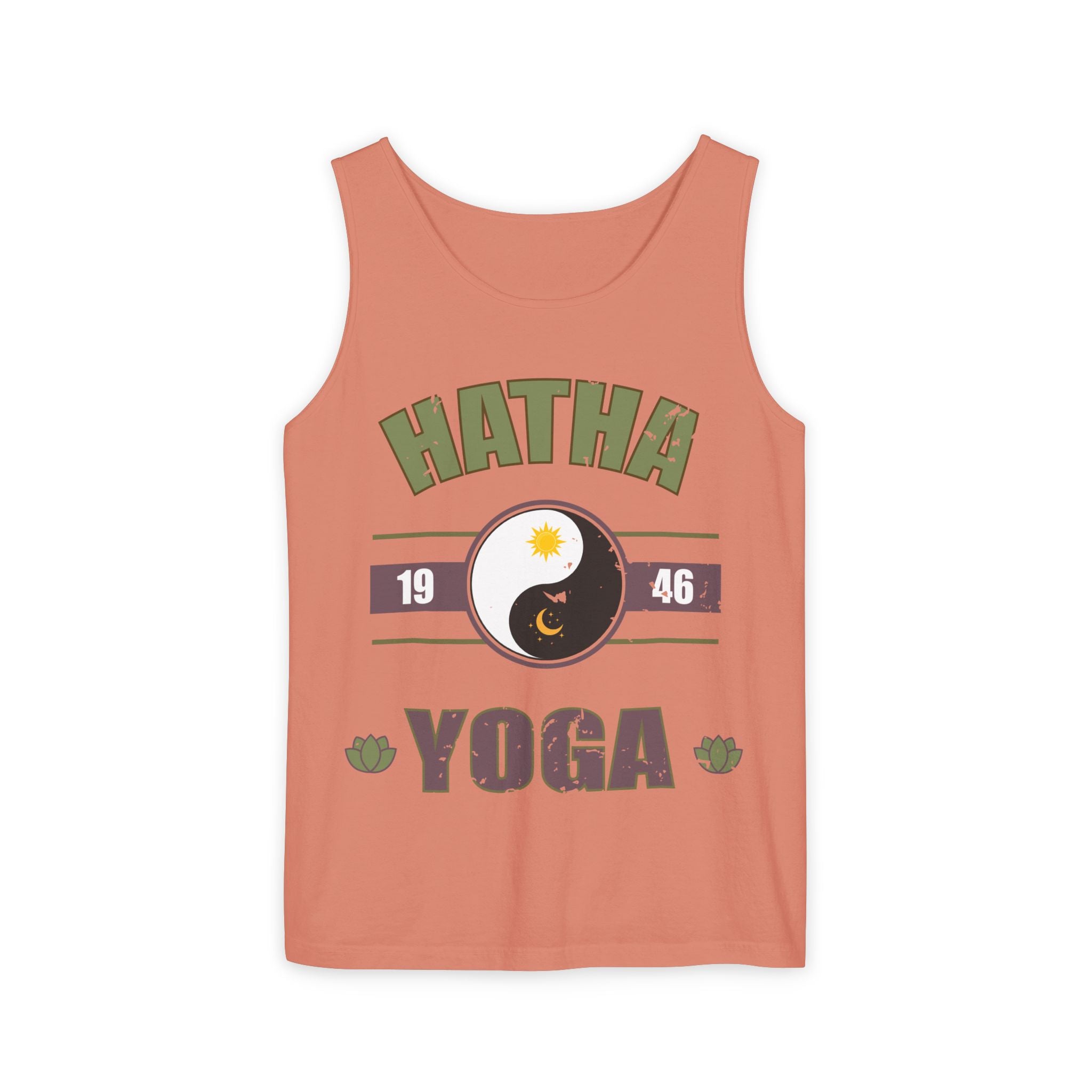 Vintage Hatha Yoga Tank Top – Yin Yang Celestial Meditation Racerback