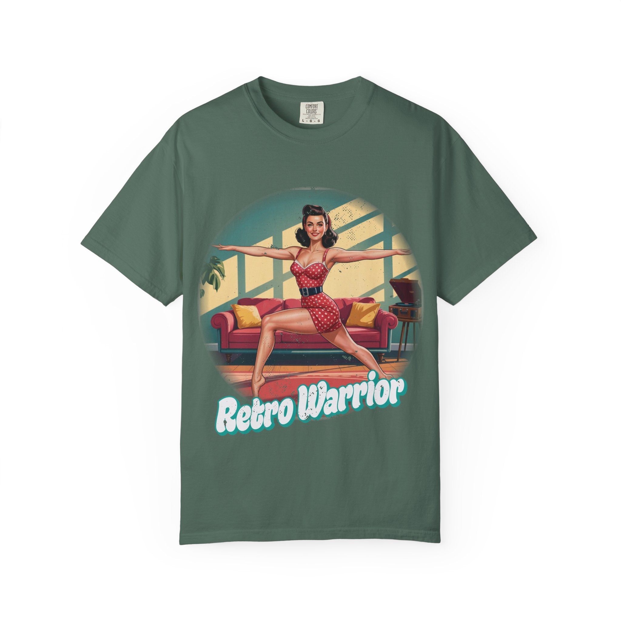 Retro Warrior Yoga Pin-Up Graphic Tee – Vintage Fitness Aesthetic T-Shirt