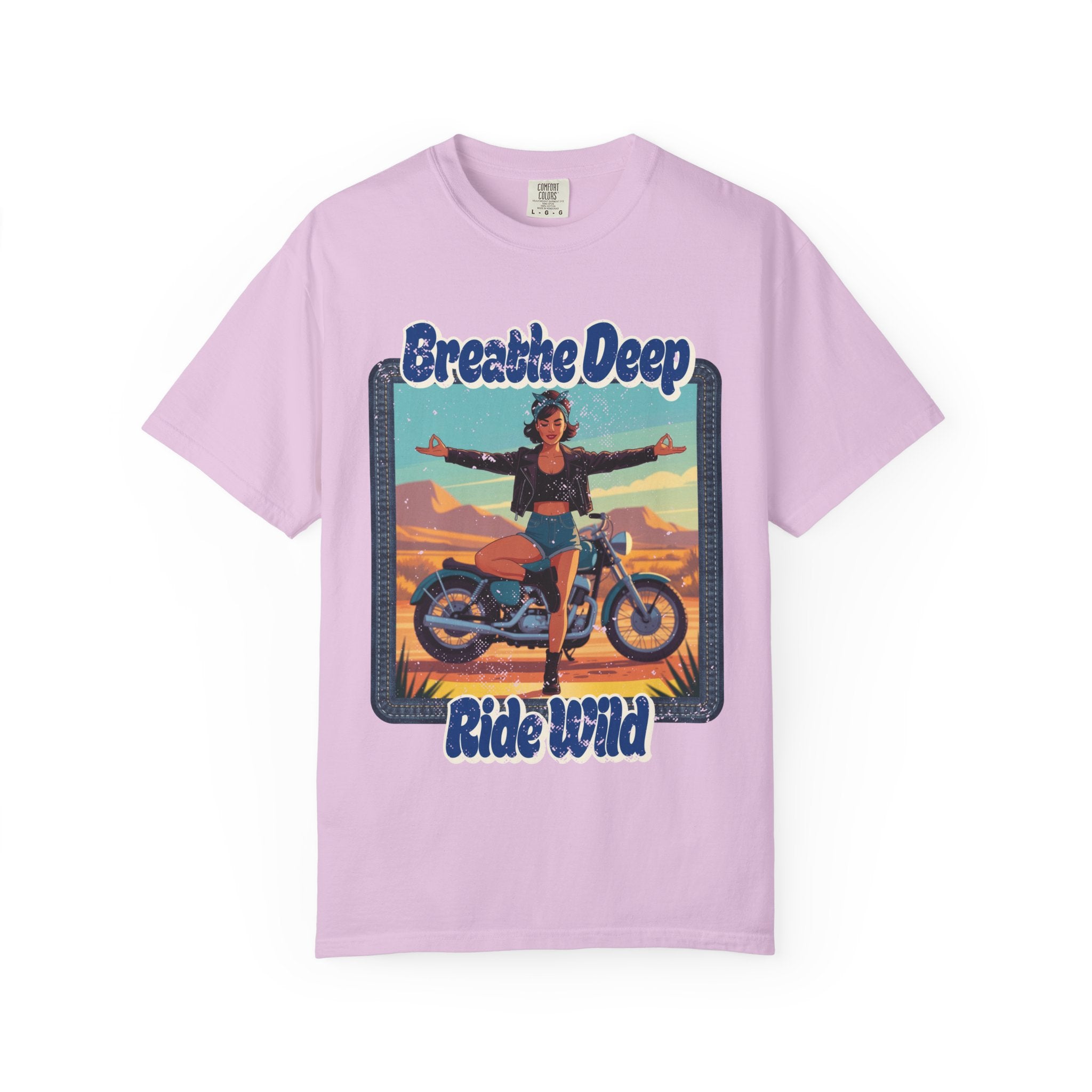 Breathe Deep Ride Wild T-Shirt – Vintage 1950s Biker Girl Yoga Graphic Tee