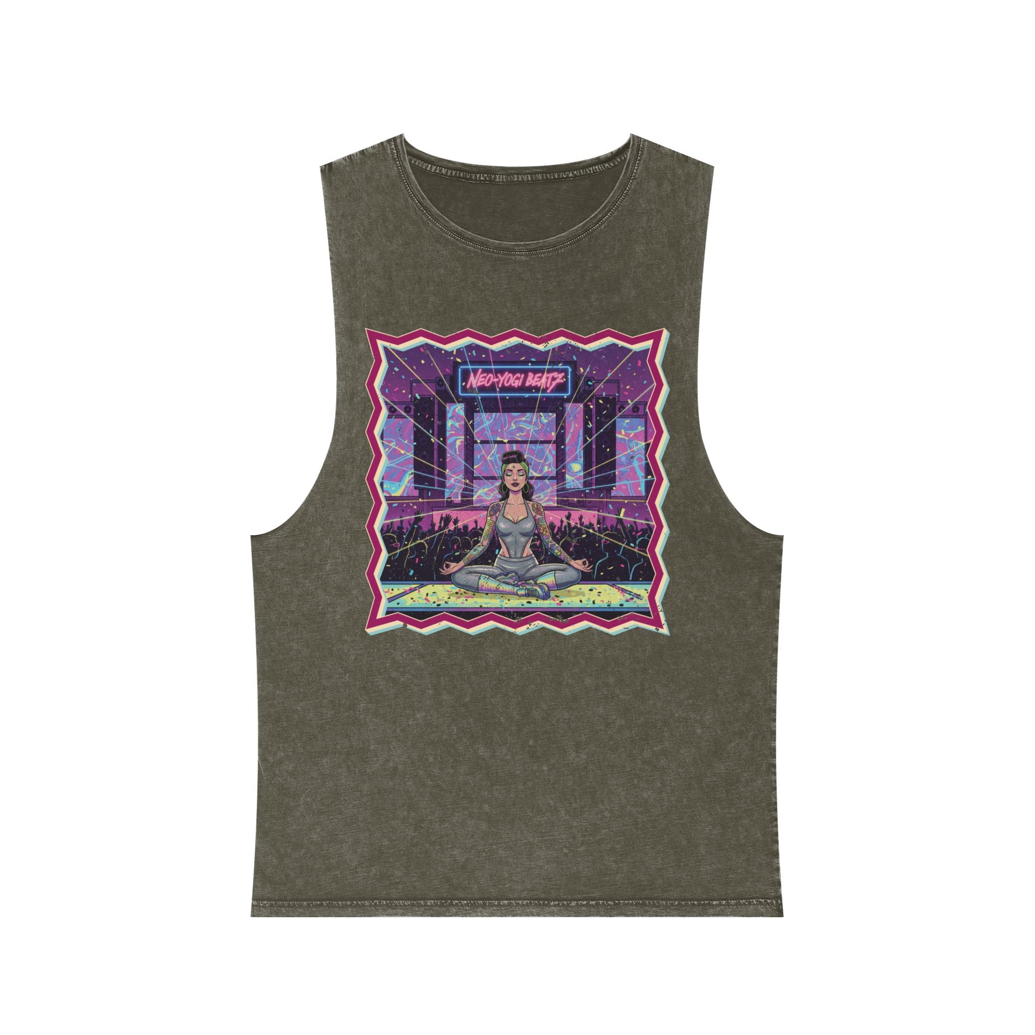Neo Yogi Rave Pin-Up Stonewashed Tank Top – Psychedelic Meditation Festival Wear