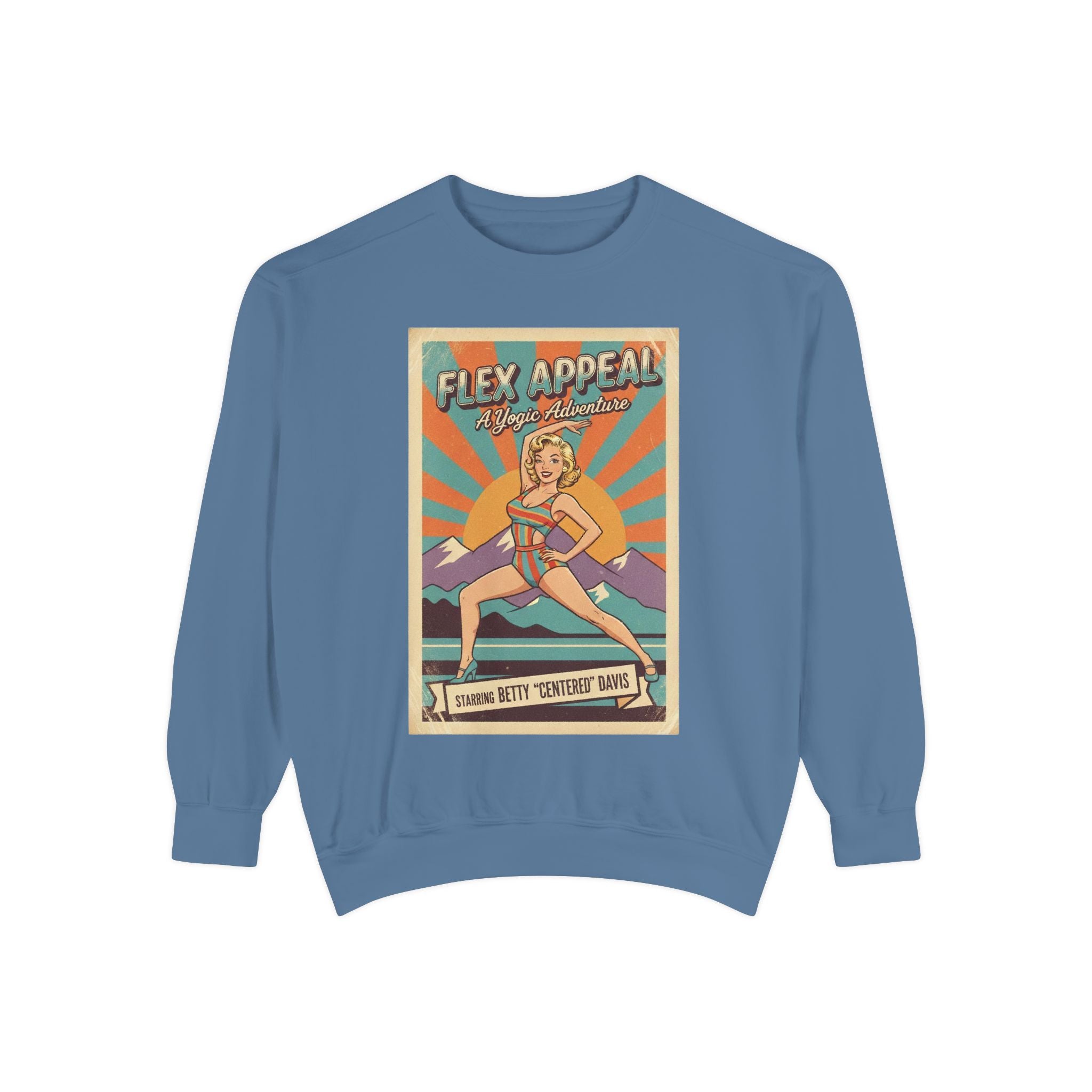 Flex Appeal Vintage Yoga Sweatshirt – Retro 1950s Yogic Adventure Pullover
