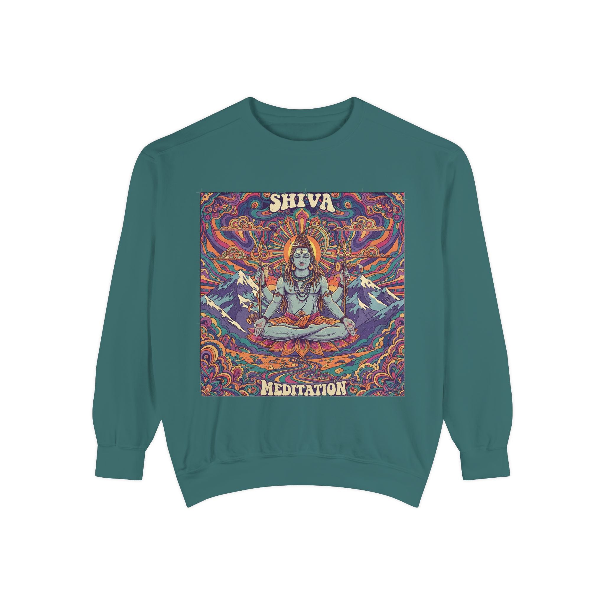 Shiva Meditation Visionary Sweatshirt – Psychedelic Himalayan Peak Spiritual Apparel