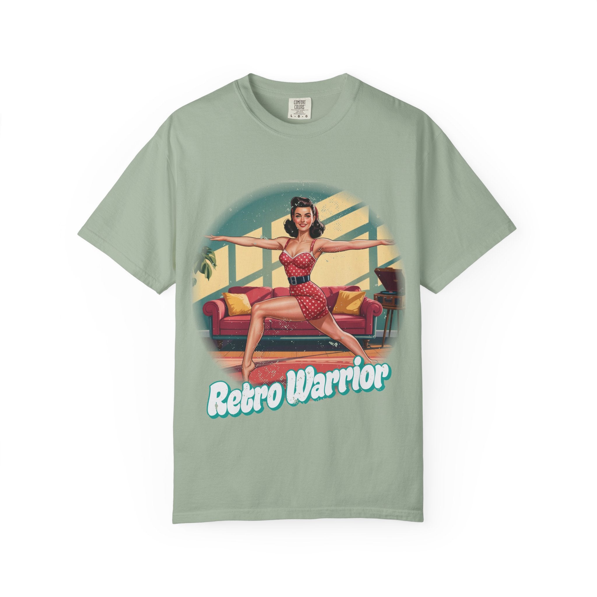 Retro Warrior Yoga Pin-Up Graphic Tee – Vintage Fitness Aesthetic T-Shirt