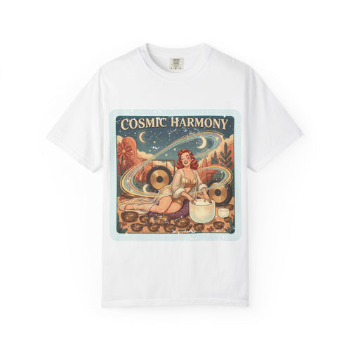 Cosmic Harmony Vintage T-Shirt – Retro Sound Healing Crystal Bowl Graphic Tee