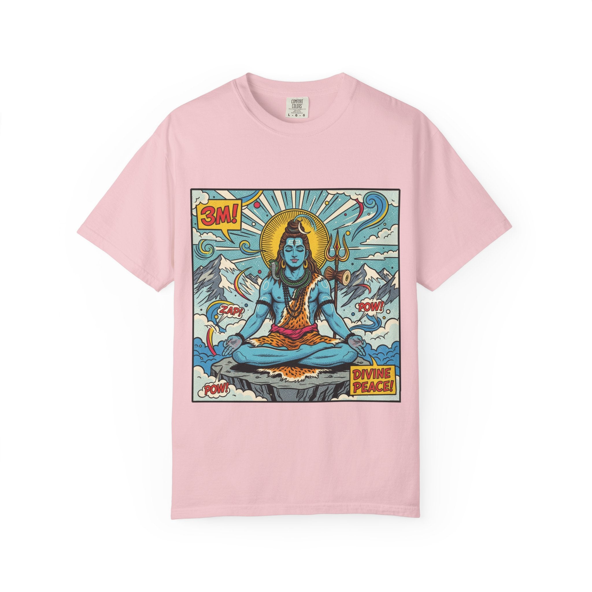 Divine Peace Shiva Pop Art T-Shirt – Retro Comic Meditating Deity Graphic Tee