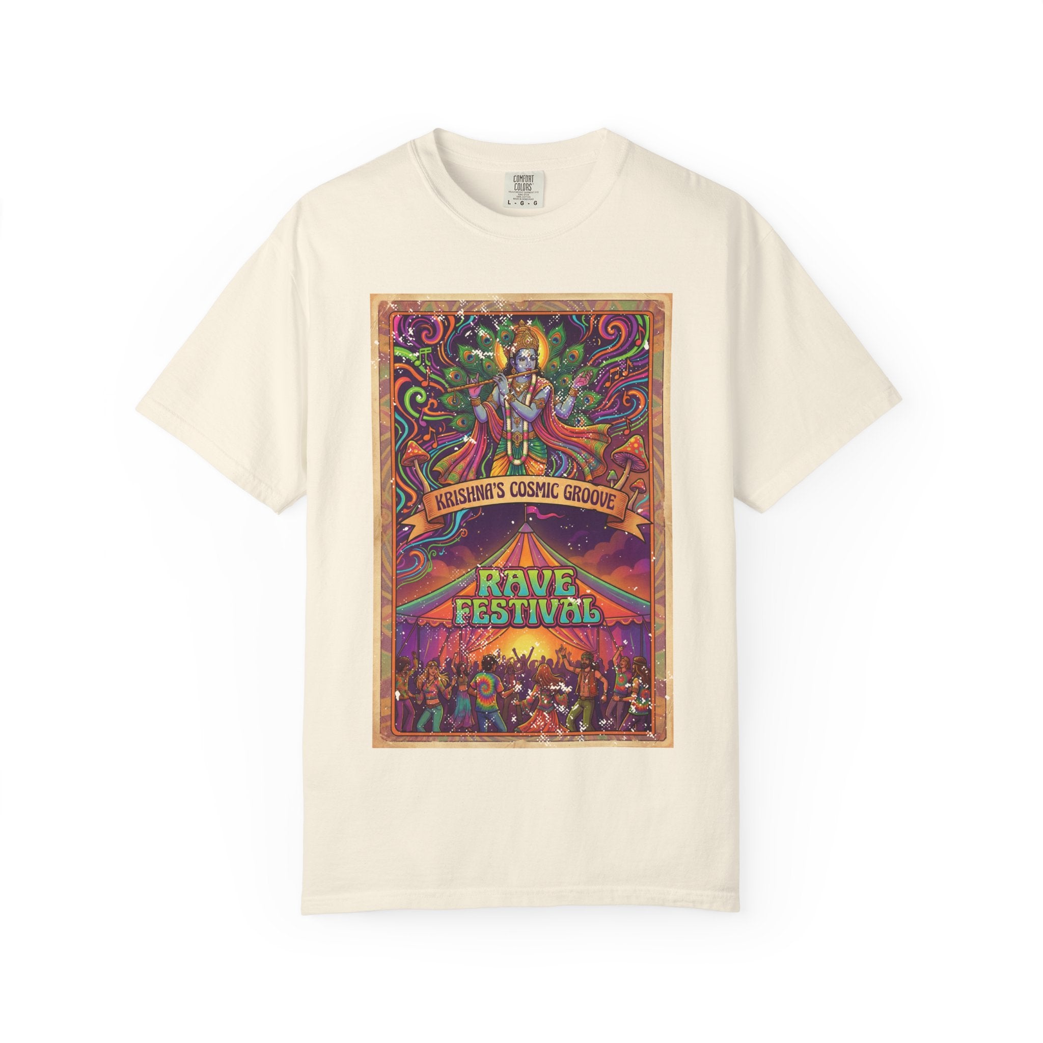Krishna’s Cosmic Groove T-Shirt – Psychedelic Rave Festival Vintage Graphic Tee