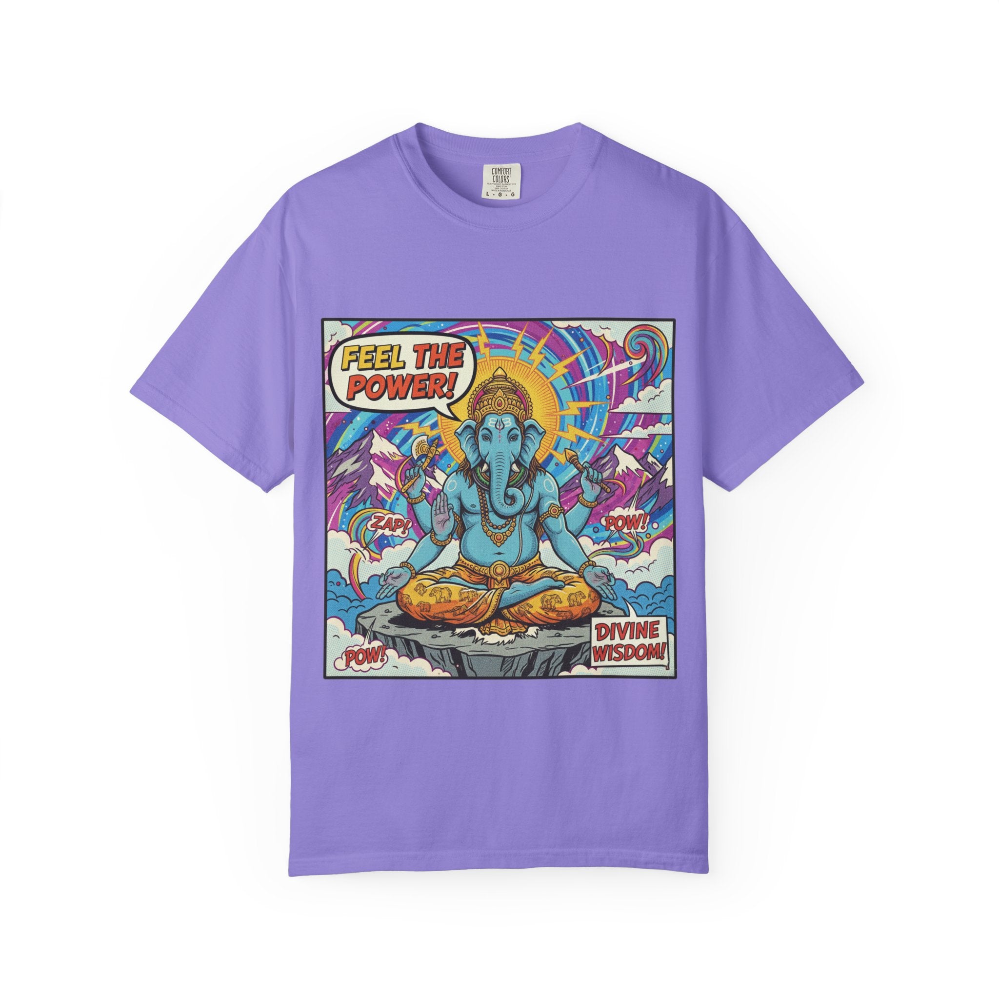 Feel The Power Ganesha Pop Art T-Shirt – Retro Comic Divine Wisdom Graphic Tee
