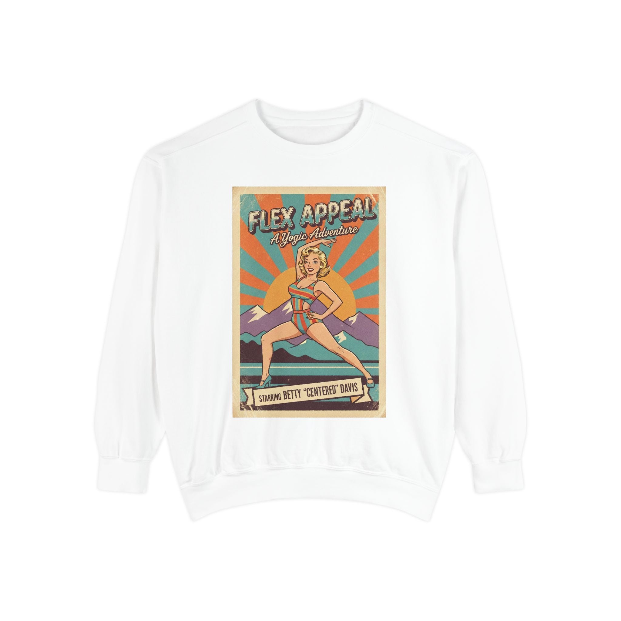 Flex Appeal Vintage Yoga Sweatshirt – Retro 1950s Yogic Adventure Pullover