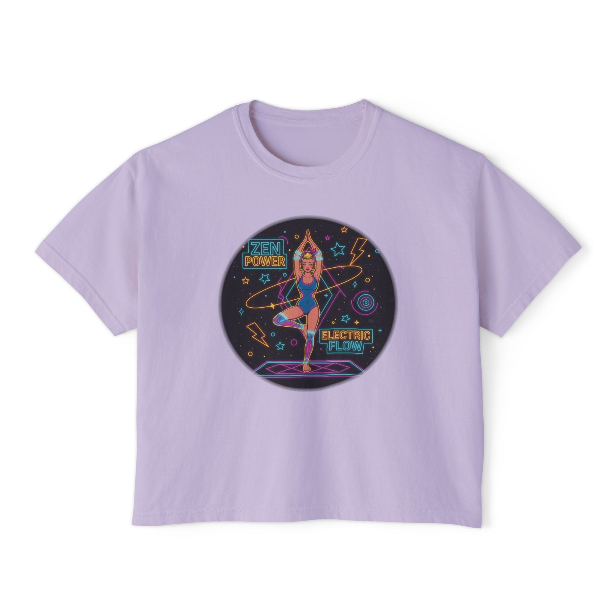 Zen Power Electric Flow T-Shirt – Retro Neon Graphic Yoga Tee