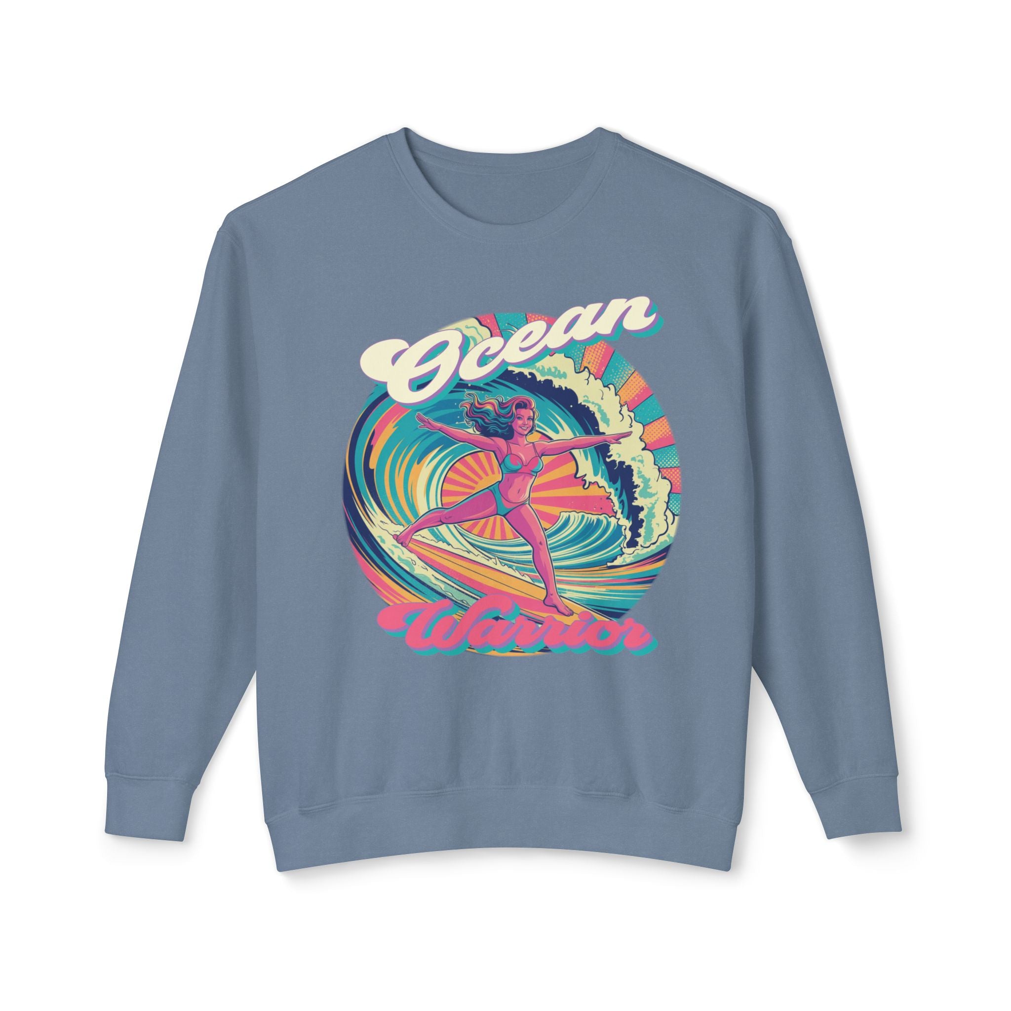 Ocean Warrior Retro Sweatshirt – Vaporwave Surf Aesthetic Graphic Pullover