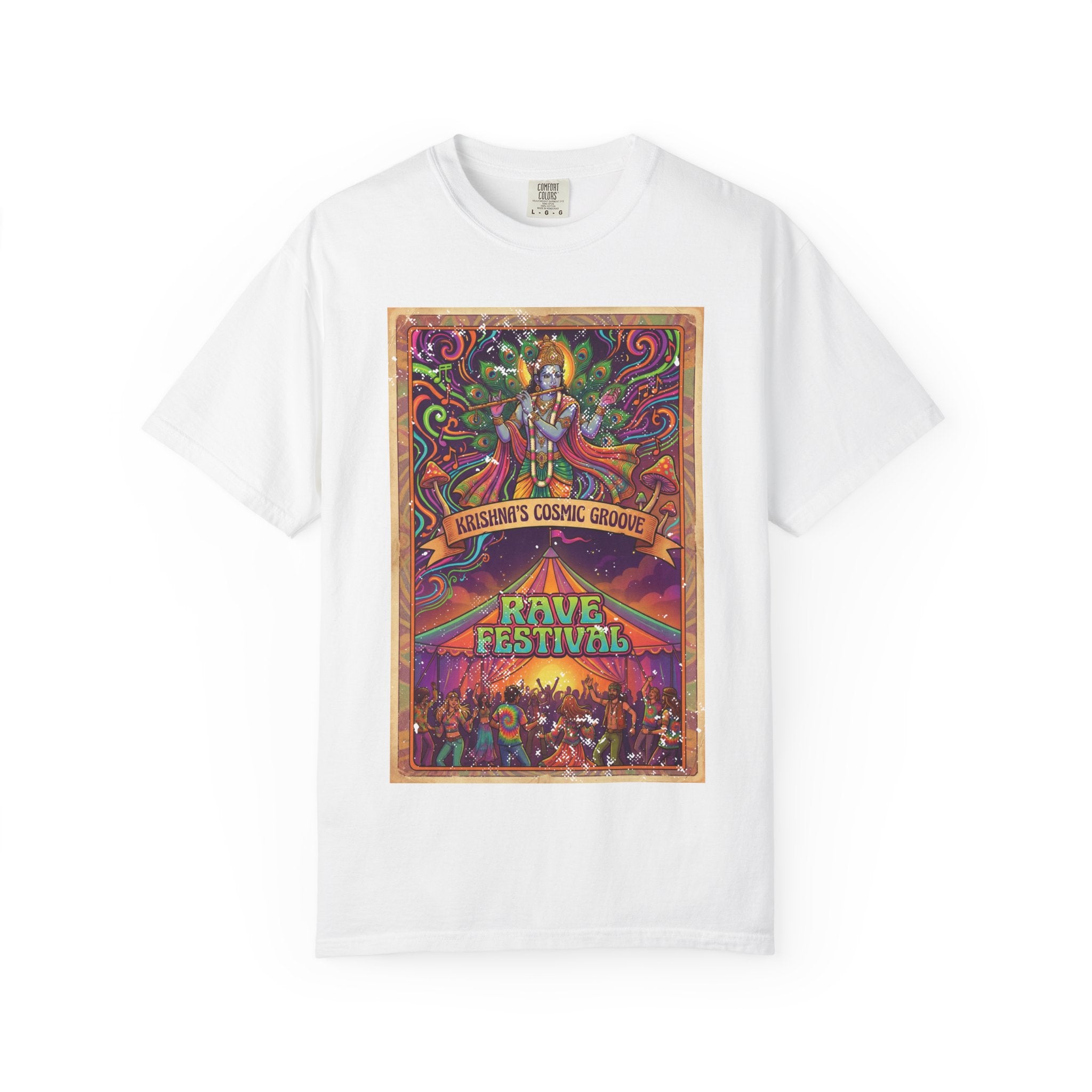 Krishna’s Cosmic Groove T-Shirt – Psychedelic Rave Festival Vintage Graphic Tee