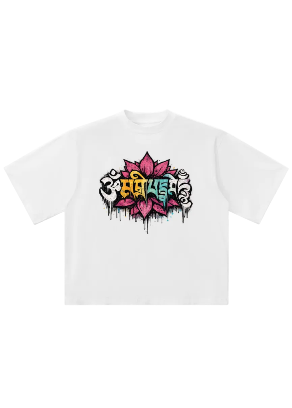 Om Mani Padme Hum Graffiti Oversized Drop Shoulder T-Shirt