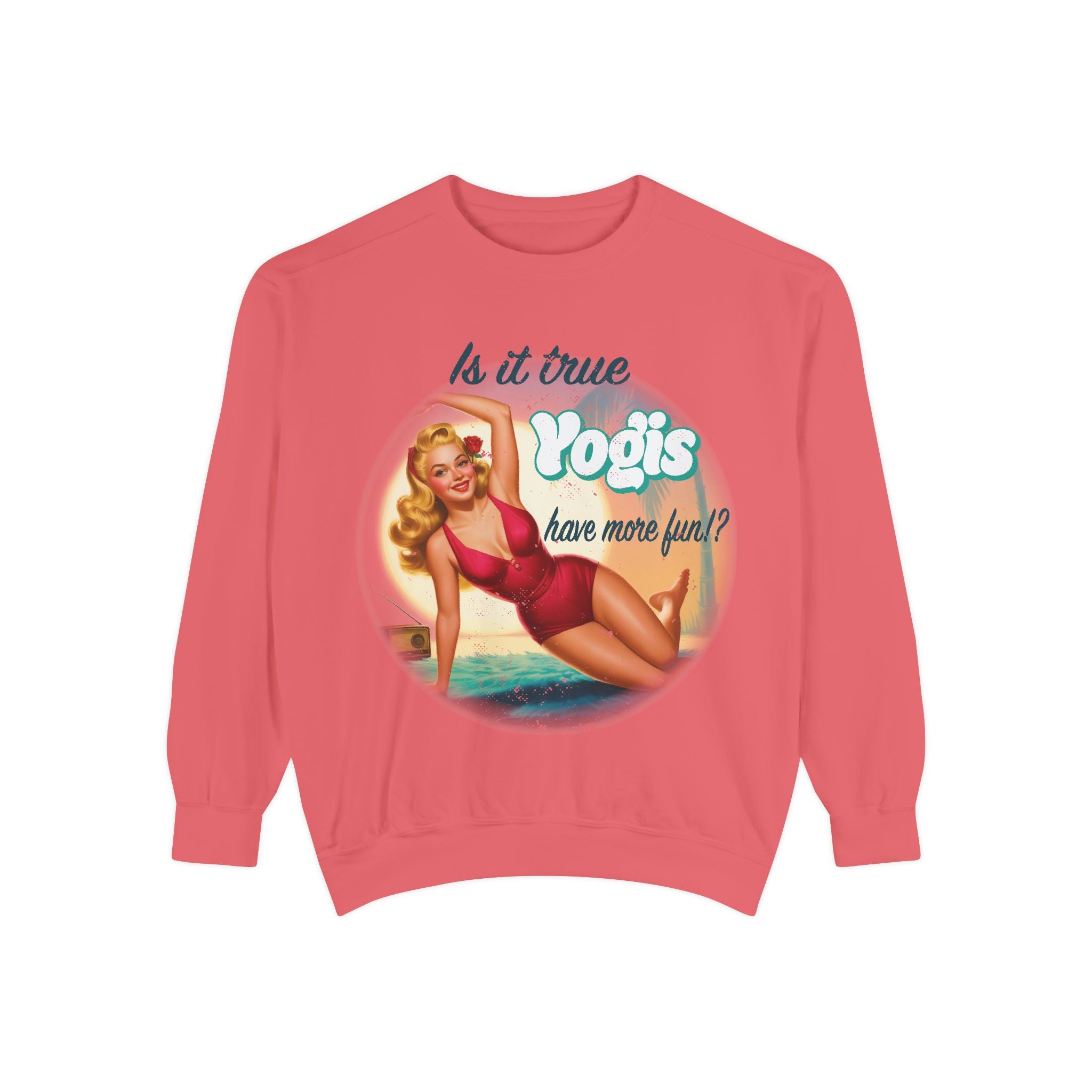 "Yogis Have More Fun" Vintage Pin-Up Sweatshirt – Retro Beach Aesthetic Pullover