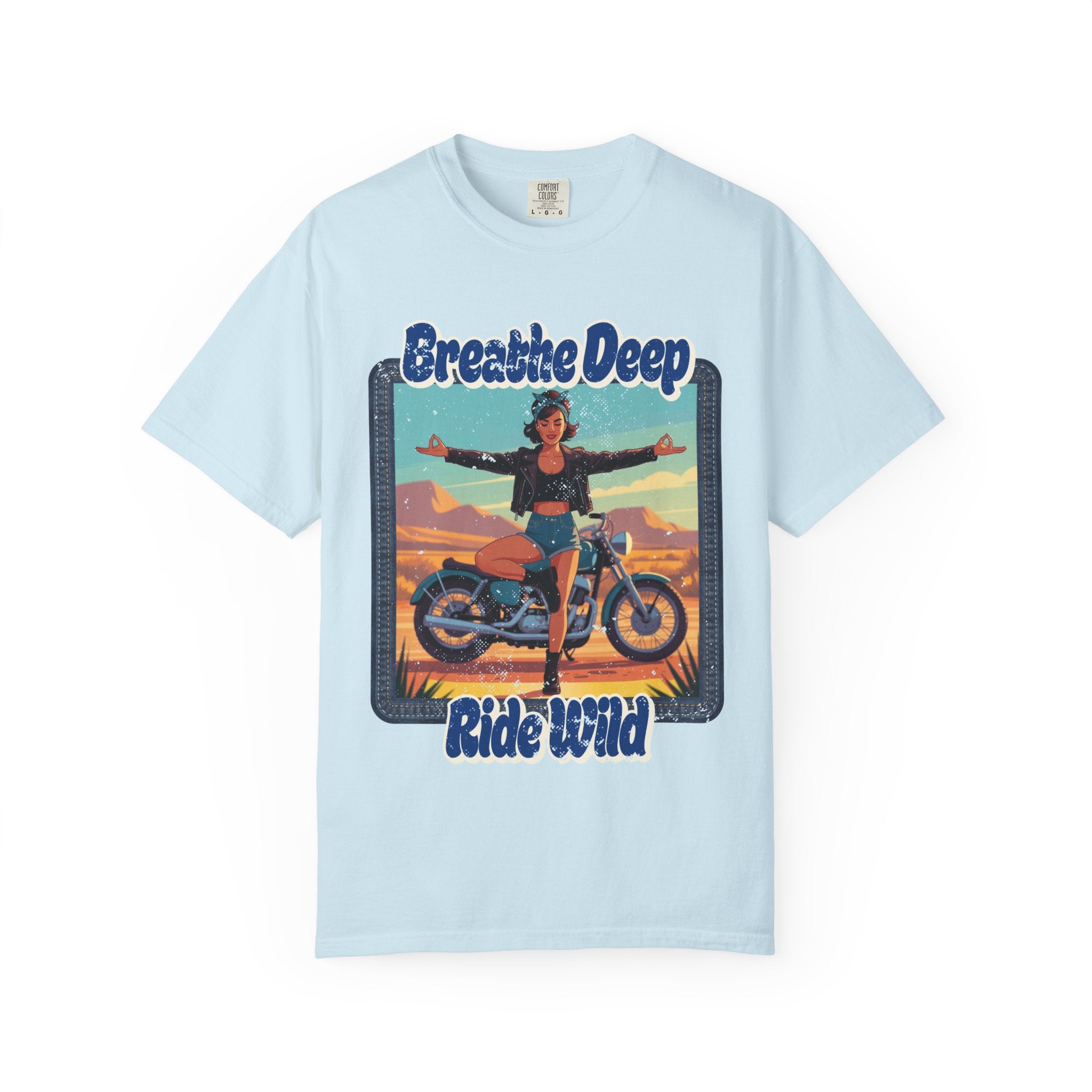 Breathe Deep Ride Wild T-Shirt – Vintage 1950s Biker Girl Yoga Graphic Tee