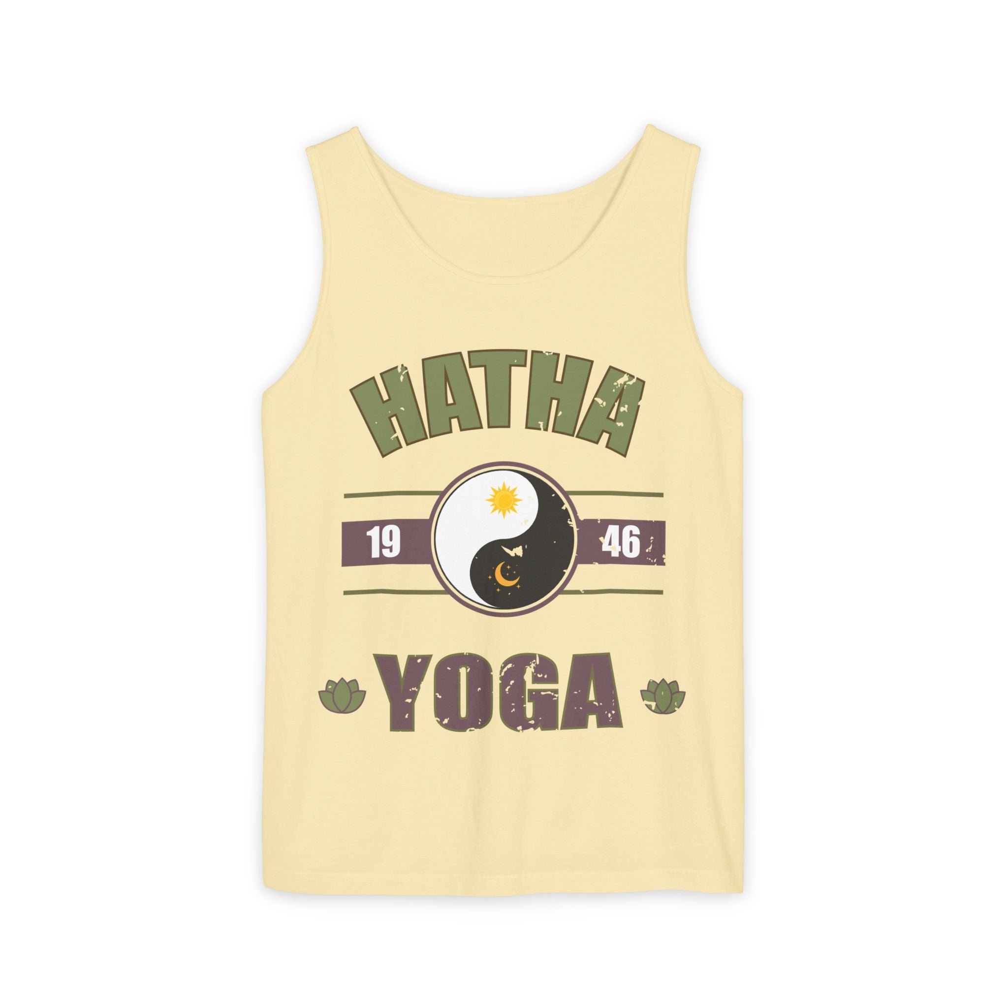 Vintage Hatha Yoga Tank Top – Yin Yang Celestial Meditation Racerback