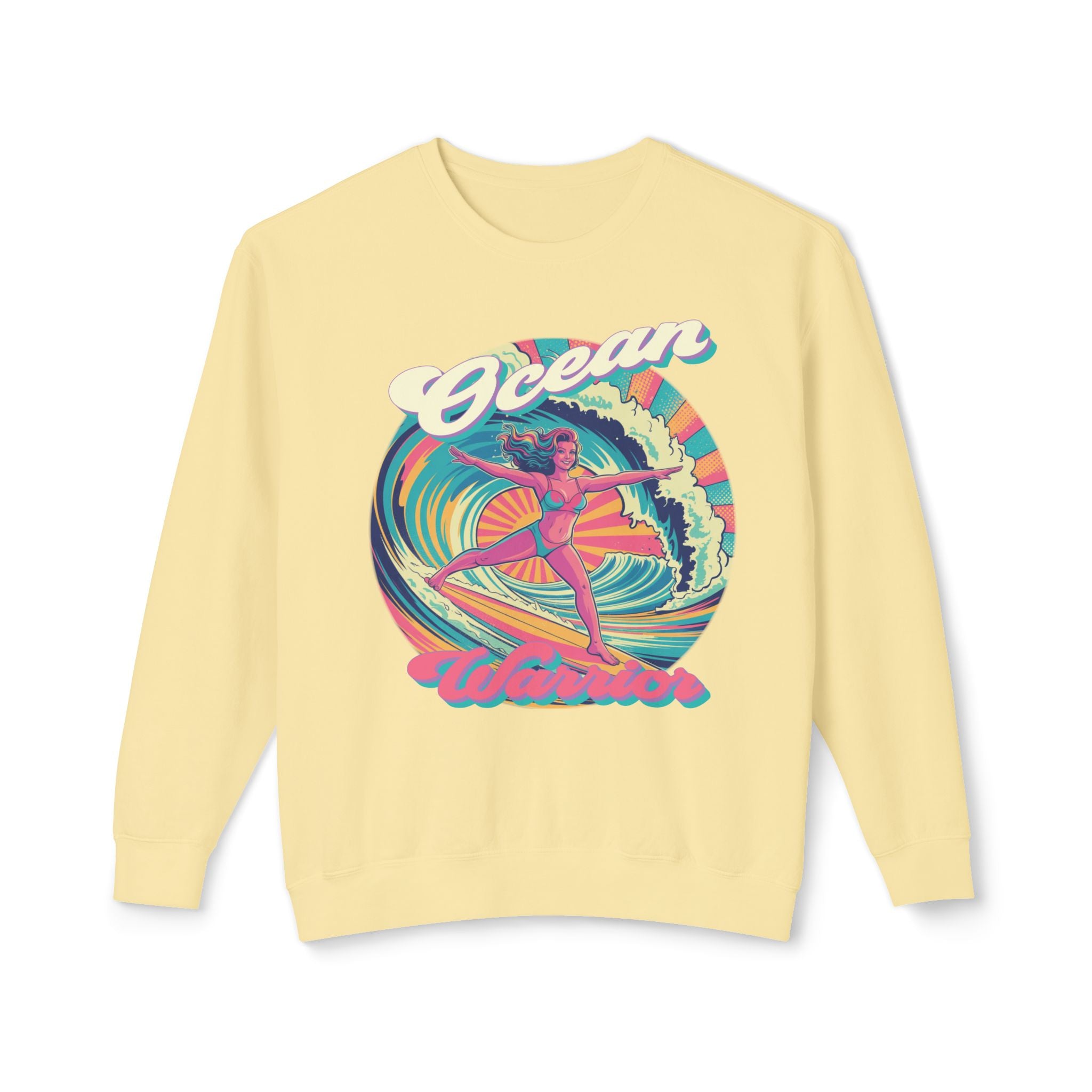 Ocean Warrior Retro Sweatshirt – Vaporwave Surf Aesthetic Graphic Pullover