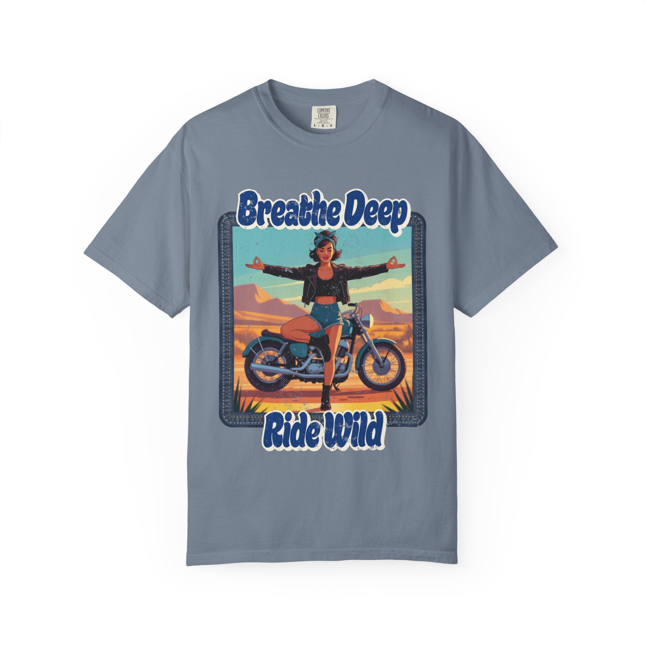 Breathe Deep Ride Wild T-Shirt – Vintage 1950s Biker Girl Yoga Graphic Tee