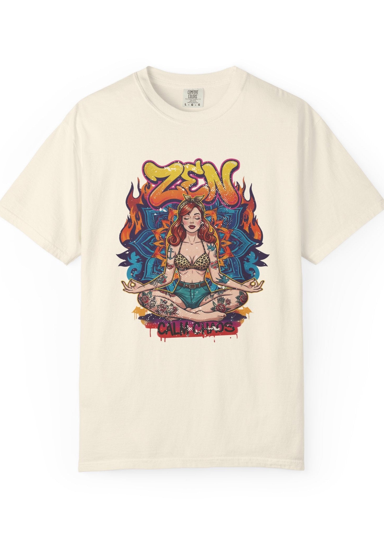 Zen Calm Chaos Retro Pin-Up T-Shirt