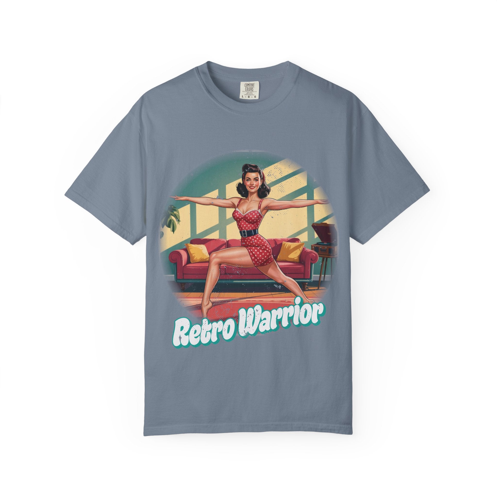 Retro Warrior Yoga Pin-Up Graphic Tee – Vintage Fitness Aesthetic T-Shirt