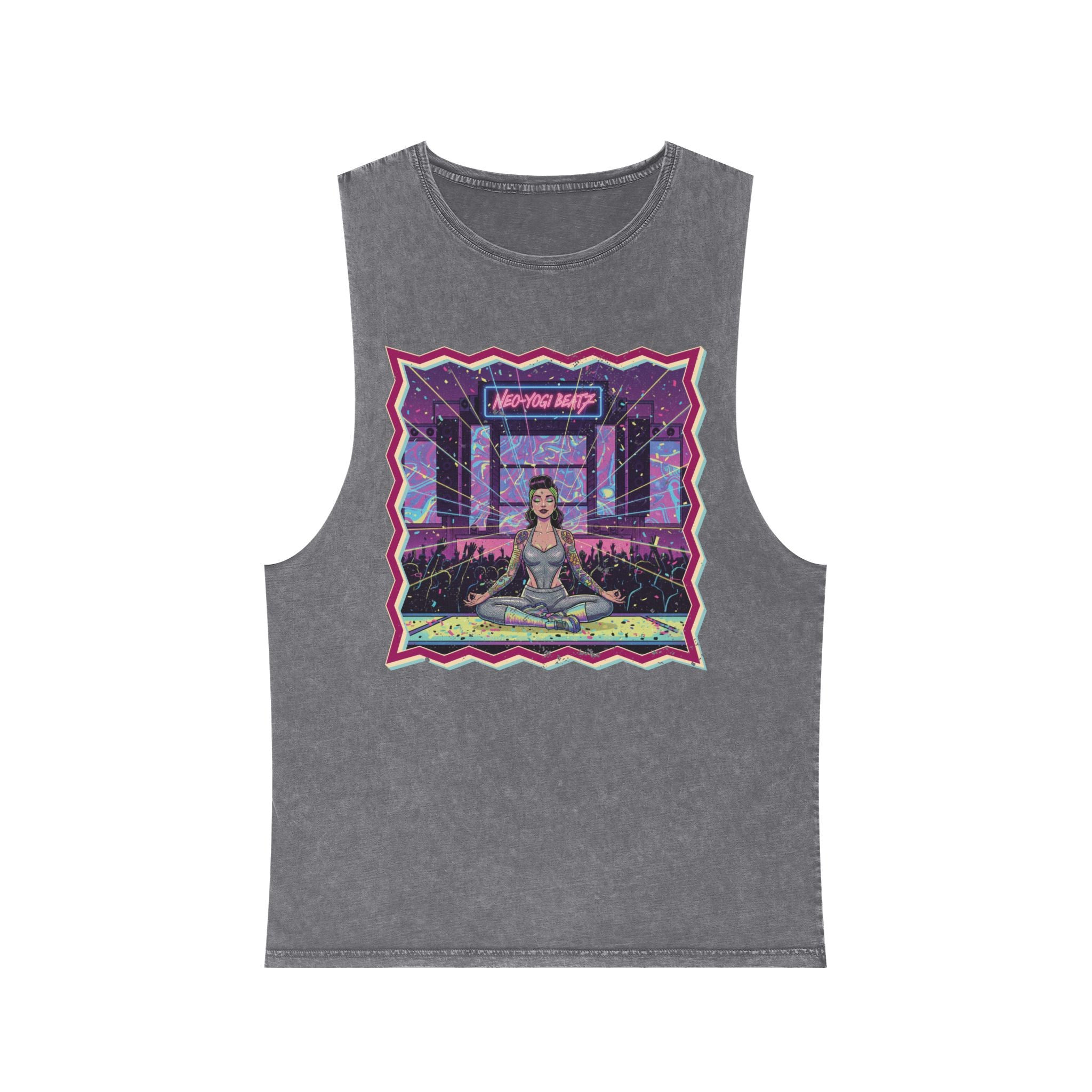Neo Yogi Rave Pin-Up Stonewashed Tank Top – Psychedelic Meditation Festival Wear