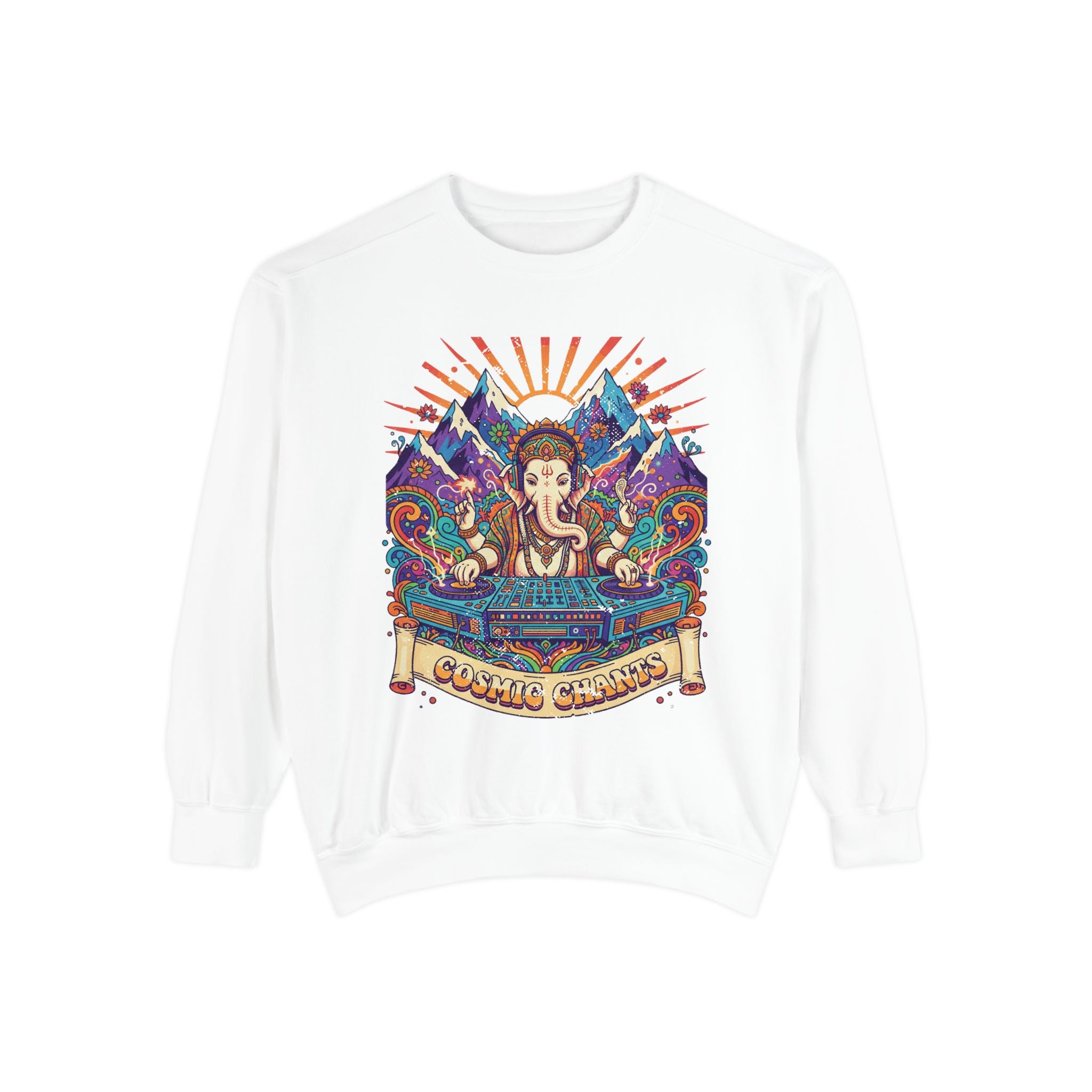 Cosmic Chants Ganesha DJ Sweatshirt – Psychedelic Spiritual Rave Pullover