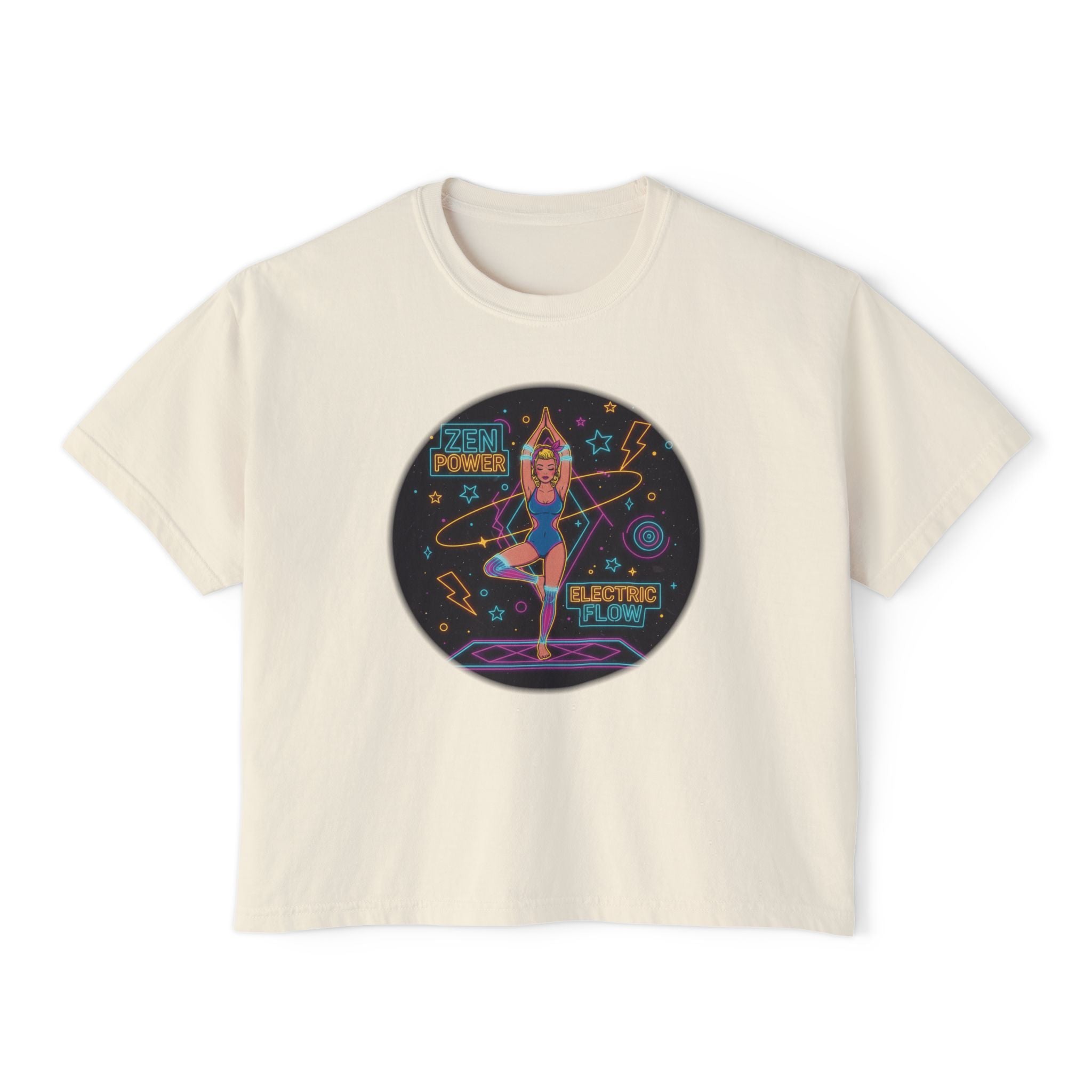 Zen Power Electric Flow T-Shirt – Retro Neon Graphic Yoga Tee
