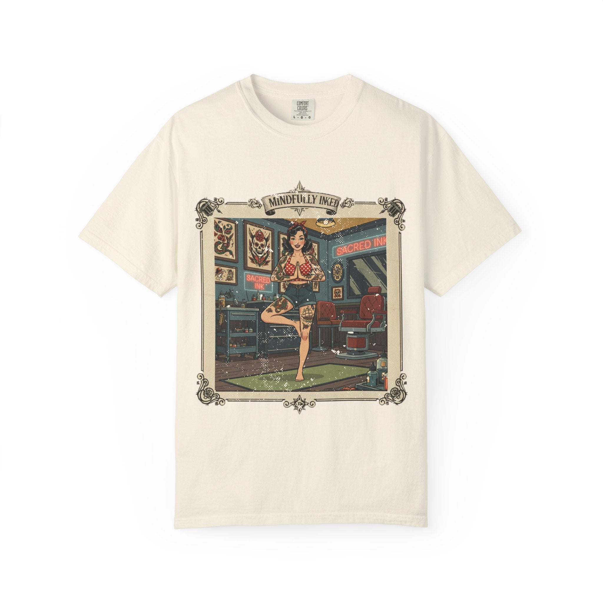 Mindfully Inked Retro T-Shirt – Vintage Tattoo Artist Yoga Graphic Tee