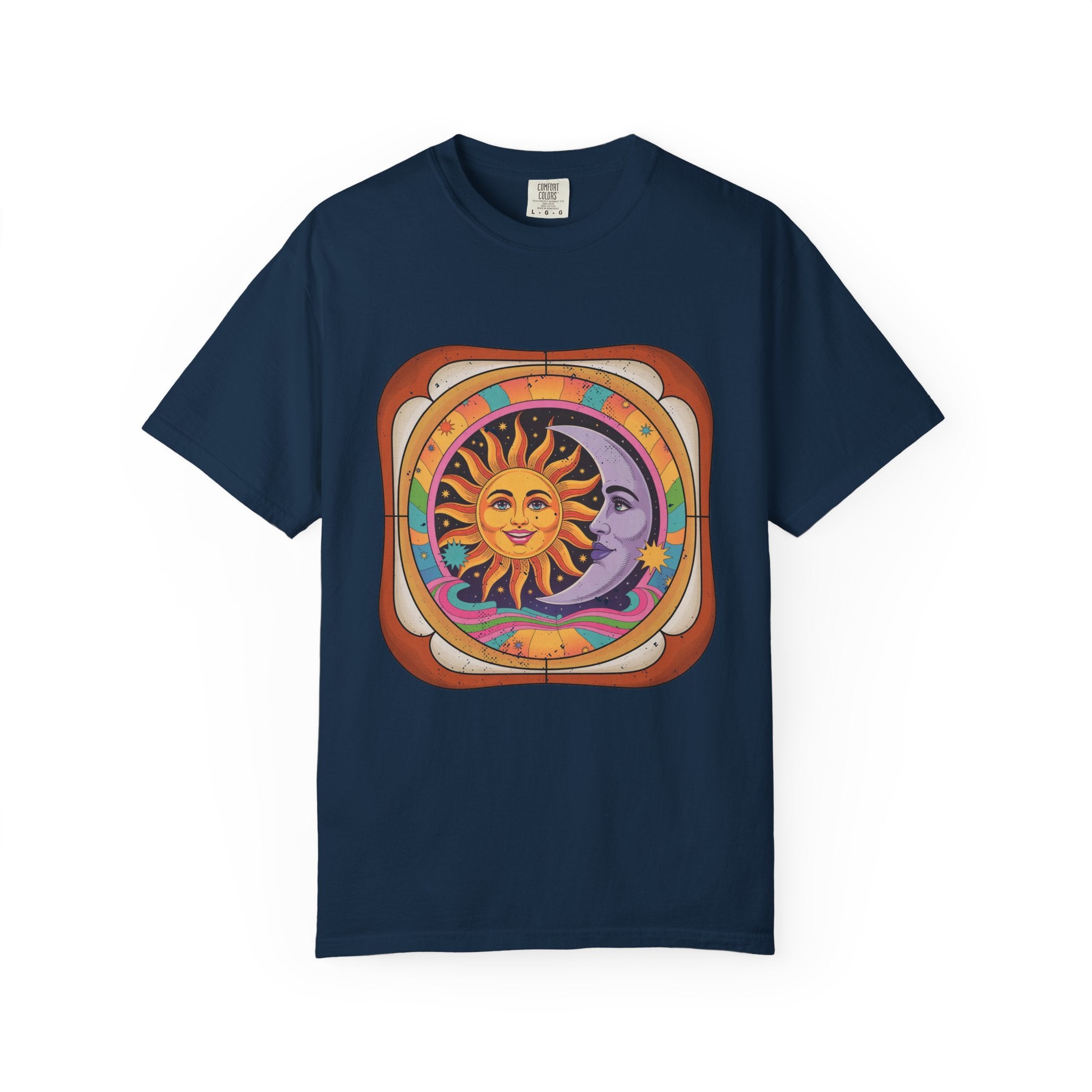 Vintage Sun and Moon Celestial T-Shirt – Retro 70s Astrology Graphic Tee