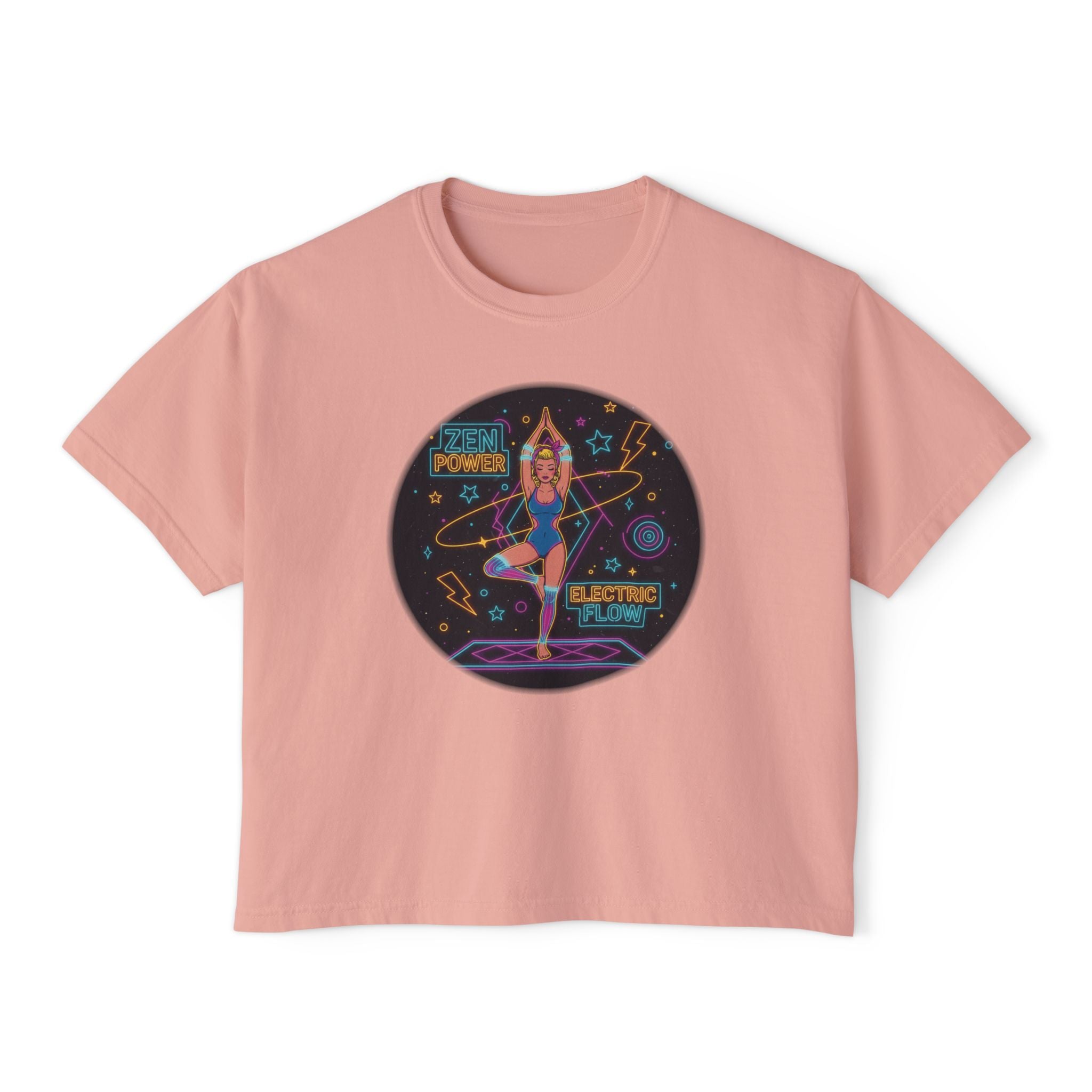 Zen Power Electric Flow T-Shirt – Retro Neon Graphic Yoga Tee