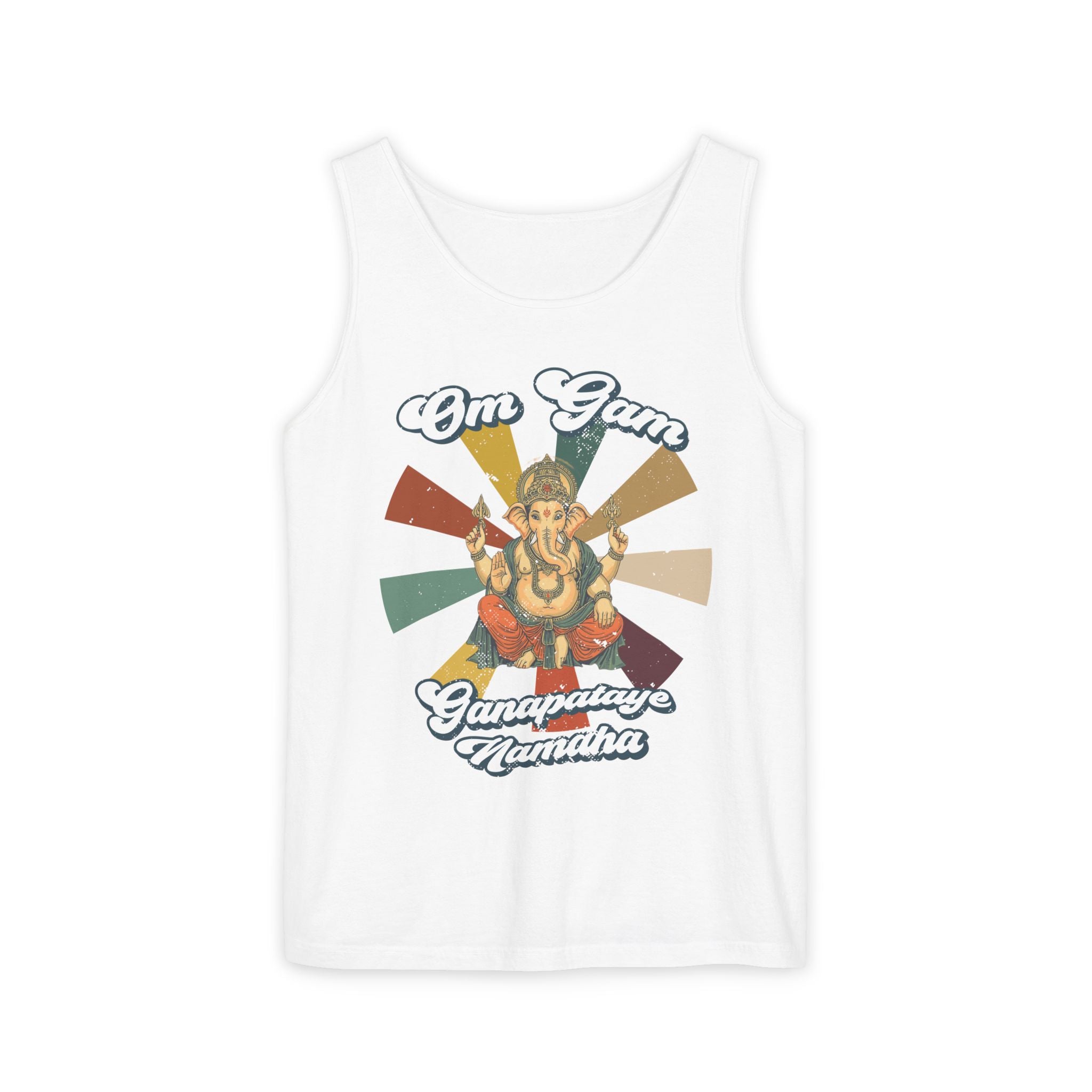 Lord Ganesha Retro Tank Top – Om Gam Ganapataye Namaha Mantra Shirt
