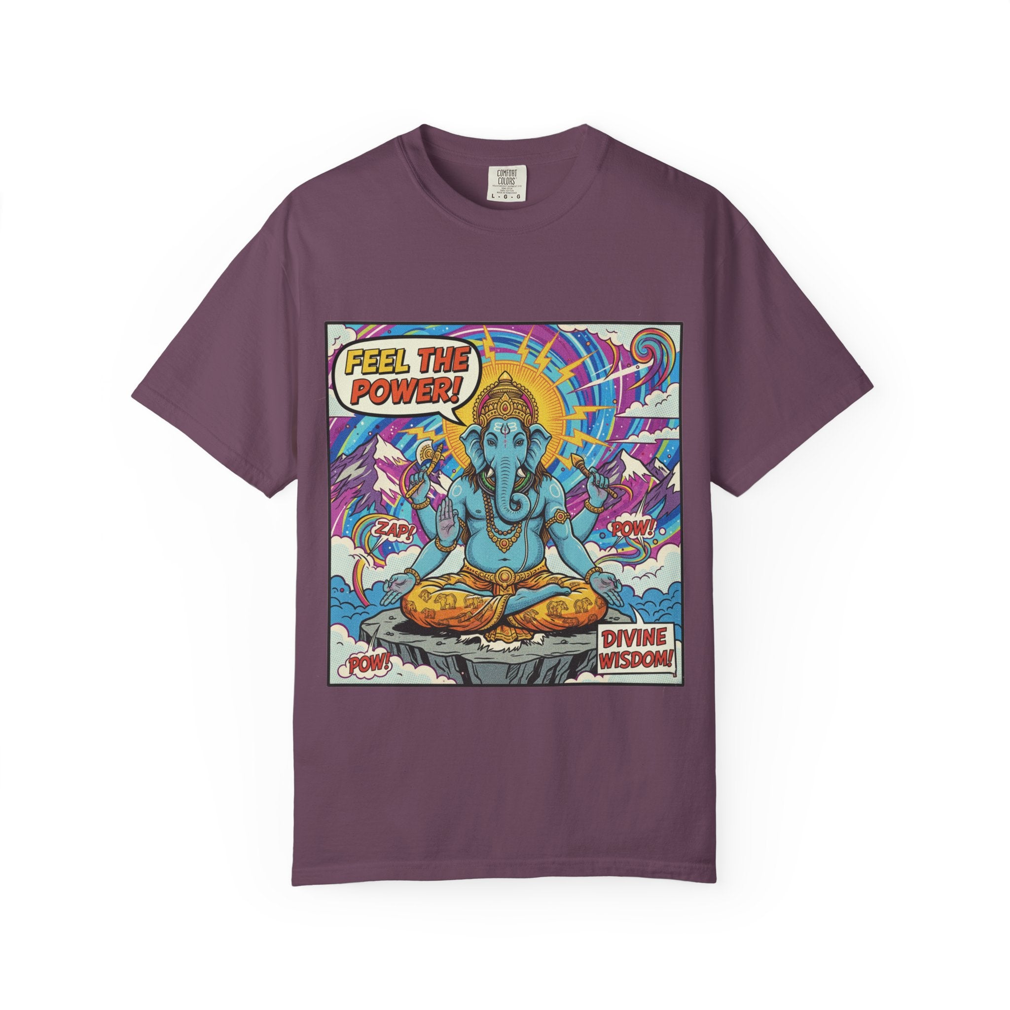 Feel The Power Ganesha Pop Art T-Shirt – Retro Comic Divine Wisdom Graphic Tee