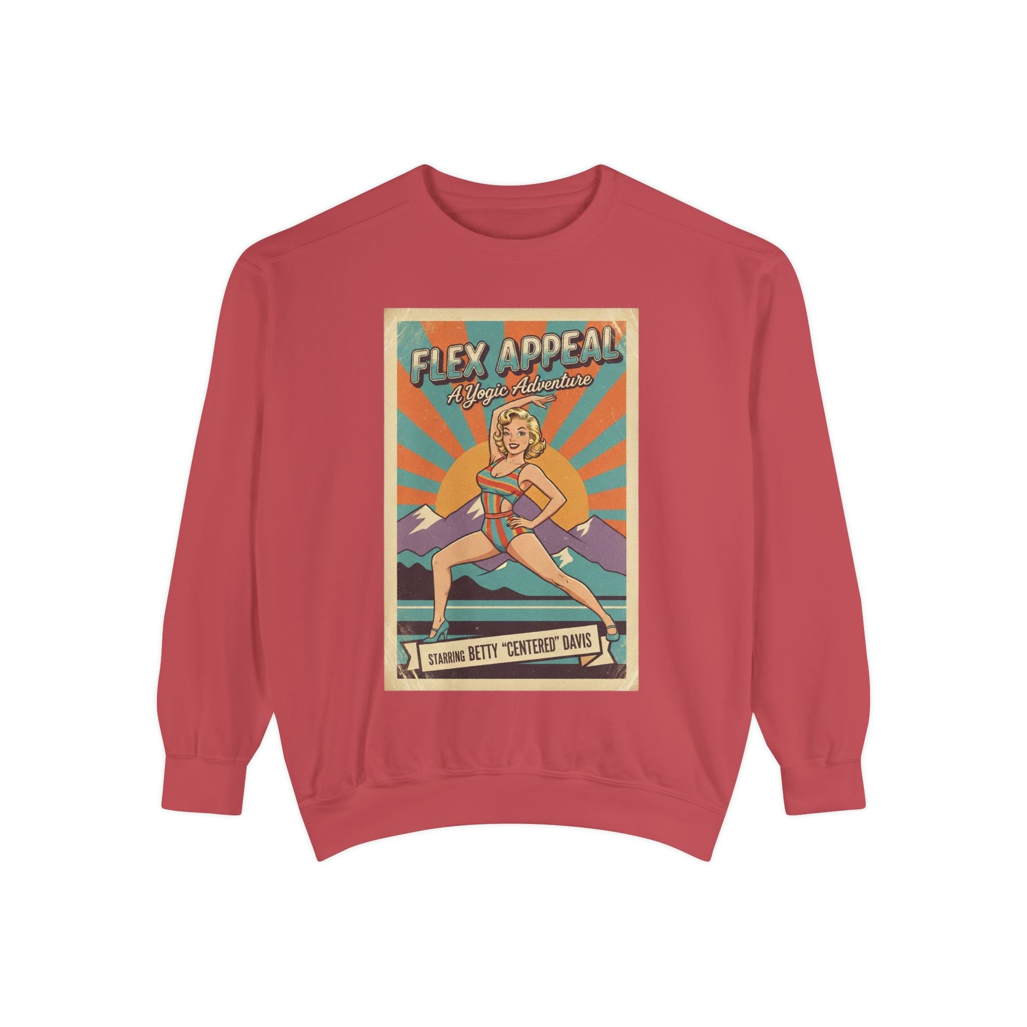 Flex Appeal Vintage Yoga Sweatshirt – Retro 1950s Yogic Adventure Pullover