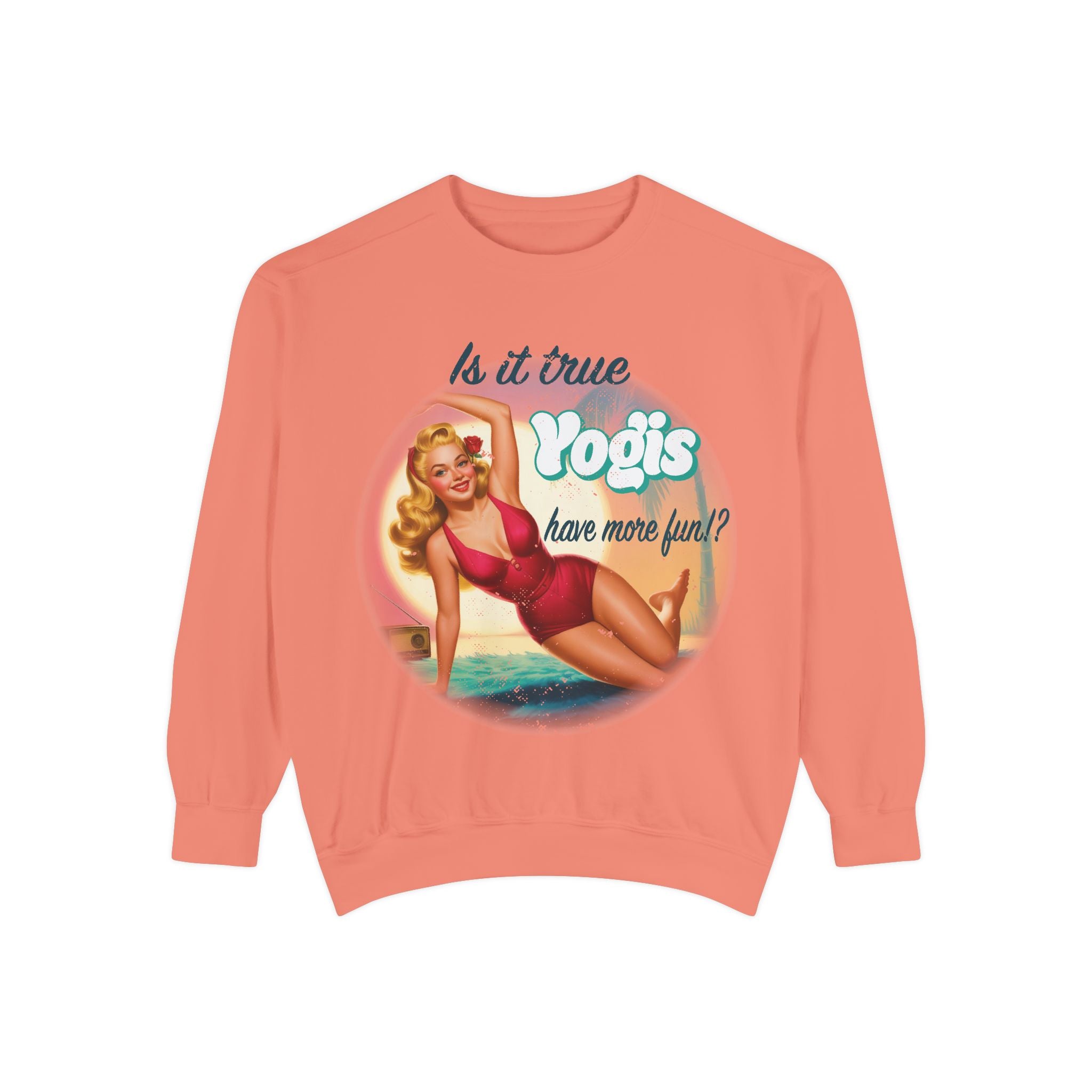 "Yogis Have More Fun" Vintage Pin-Up Sweatshirt – Retro Beach Aesthetic Pullover