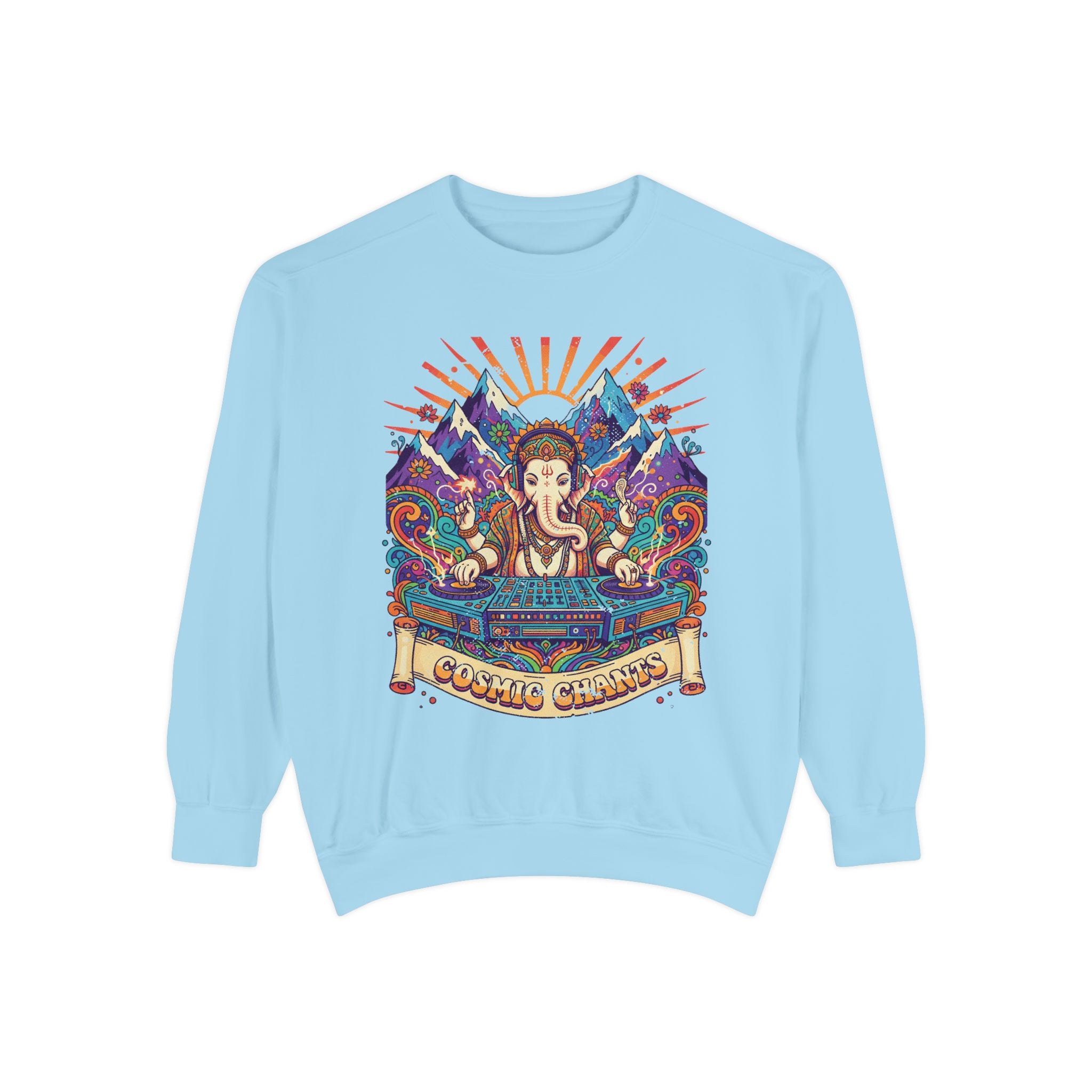 Cosmic Chants Ganesha DJ Sweatshirt – Psychedelic Spiritual Rave Pullover