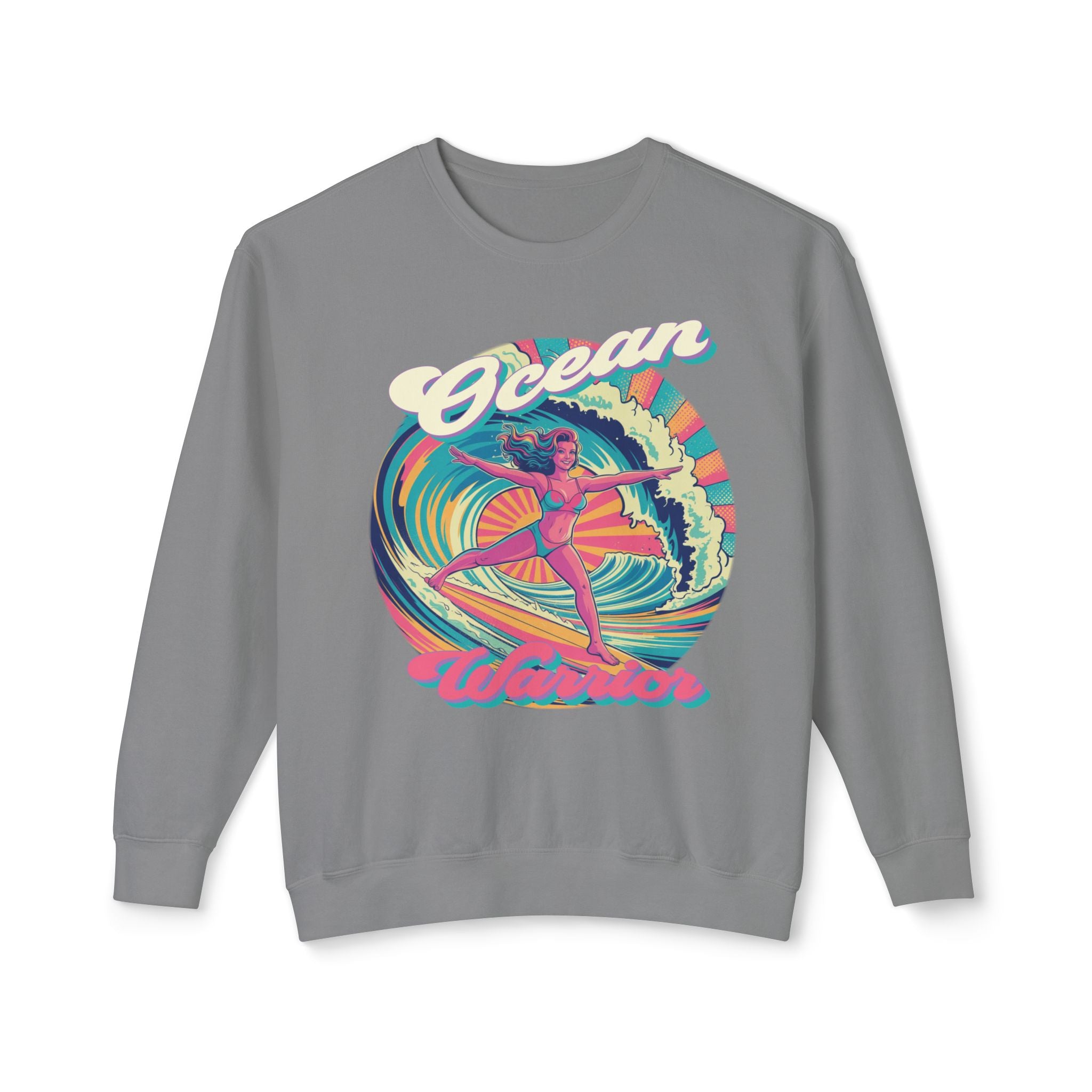 Ocean Warrior Retro Sweatshirt – Vaporwave Surf Aesthetic Graphic Pullover