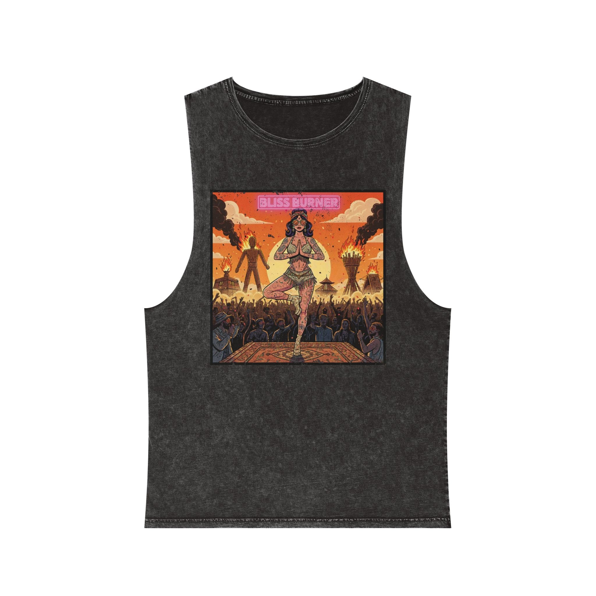 Bliss Burner Stonewashed Tank Top – Burning Man Yoga Pinup Festival Art
