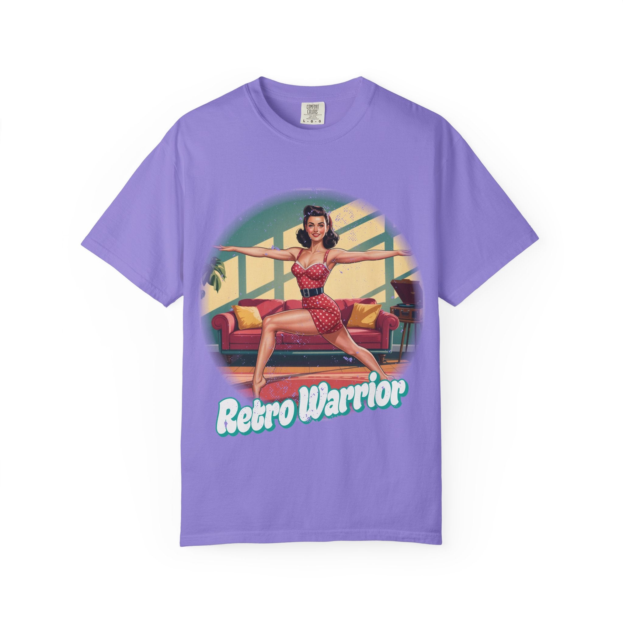 Retro Warrior Yoga Pin-Up Graphic Tee – Vintage Fitness Aesthetic T-Shirt
