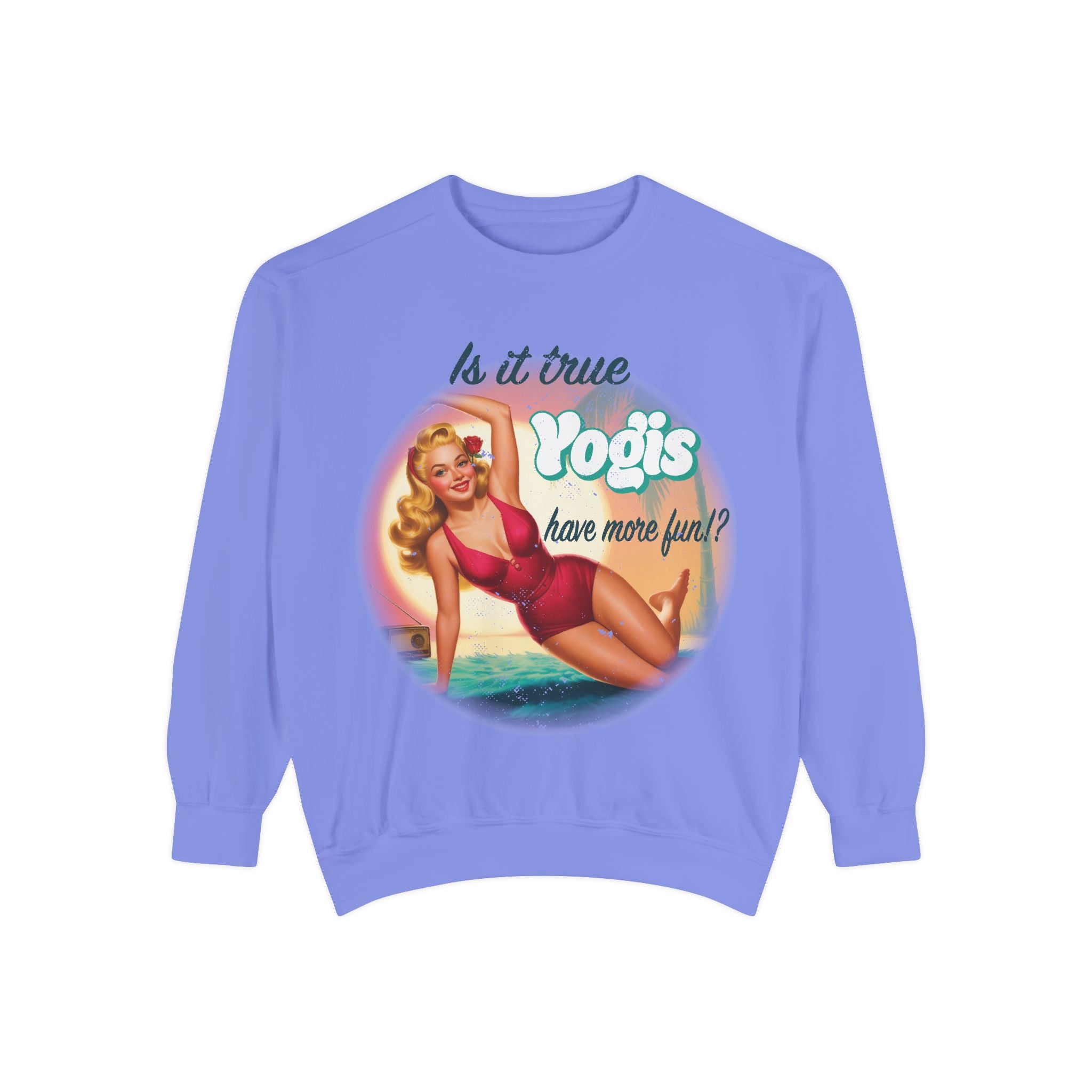 "Yogis Have More Fun" Vintage Pin-Up Sweatshirt – Retro Beach Aesthetic Pullover