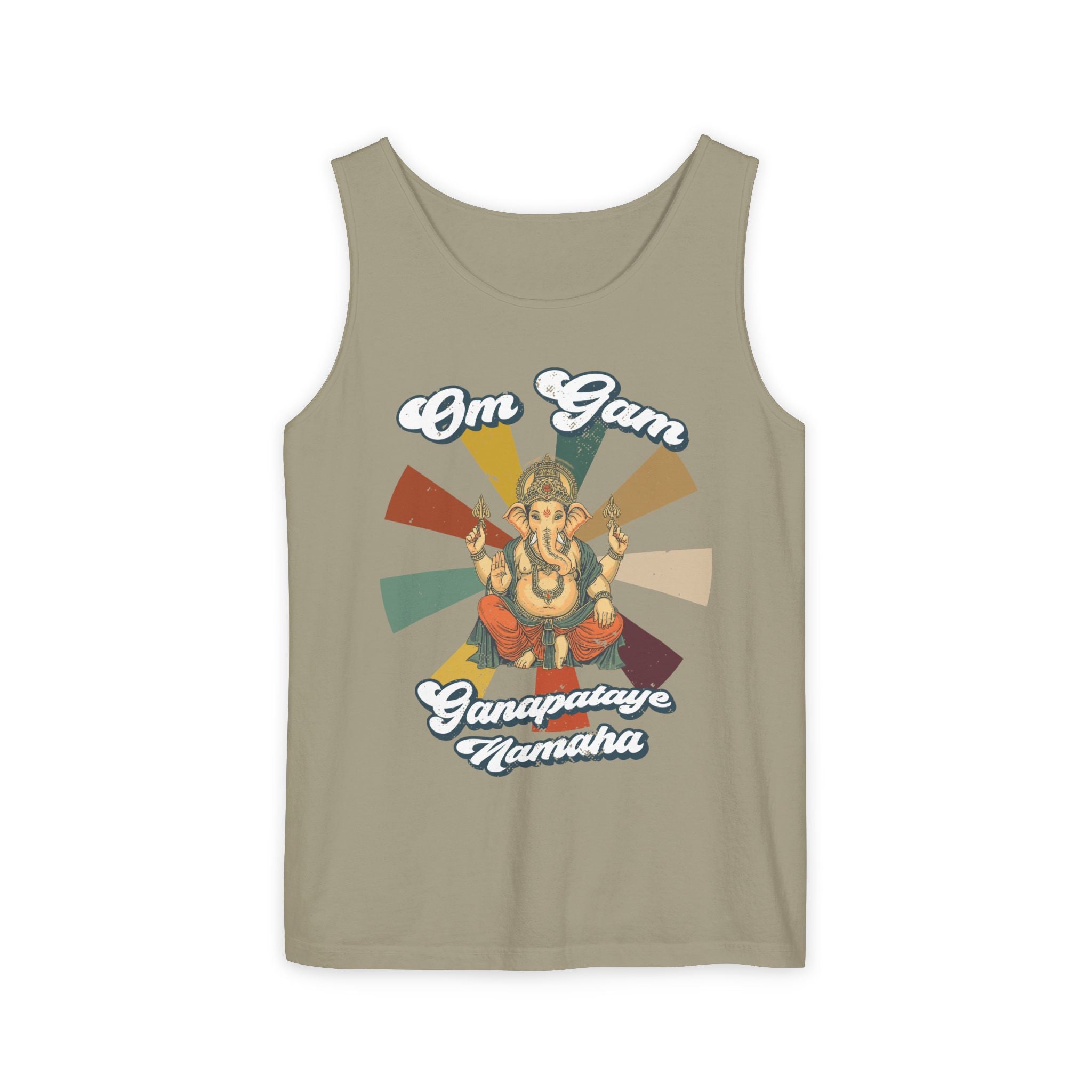 Lord Ganesha Retro Tank Top – Om Gam Ganapataye Namaha Mantra Shirt