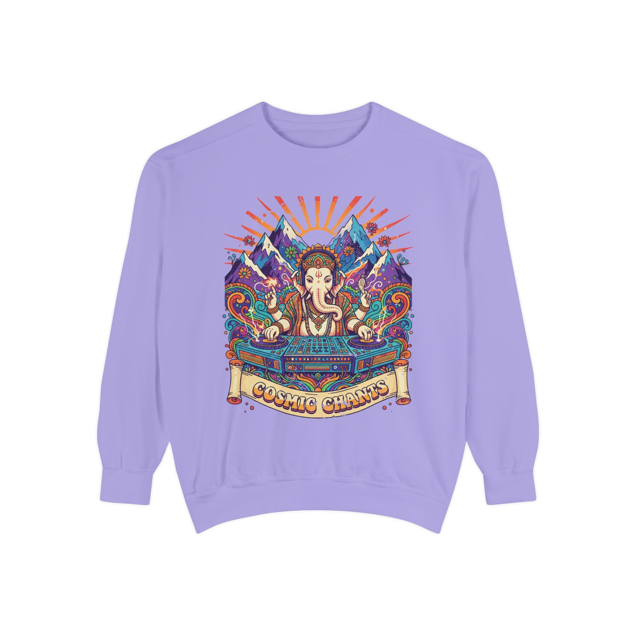 Cosmic Chants Ganesha DJ Sweatshirt – Psychedelic Spiritual Rave Pullover