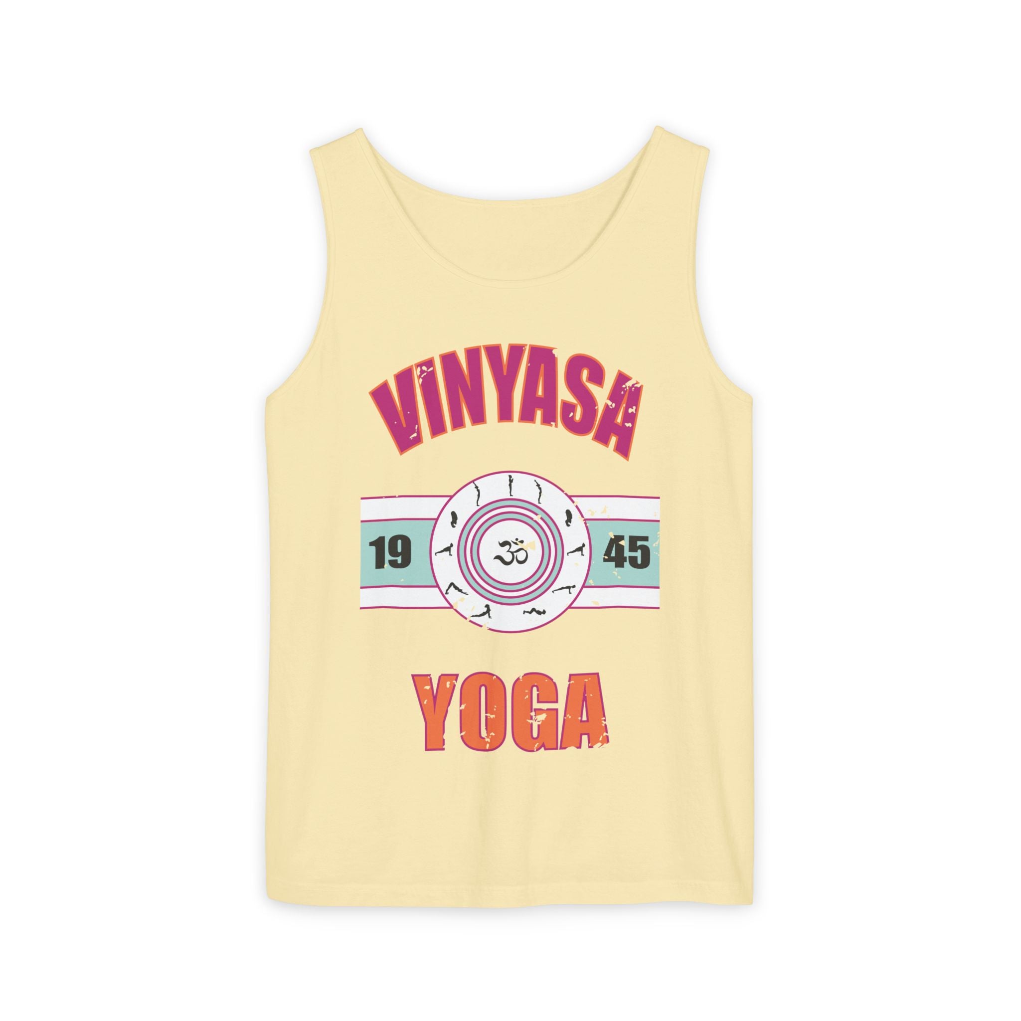 Vintage Vinyasa Yoga Tank Top – Retro Sun Salutation Flow Muscle Tee