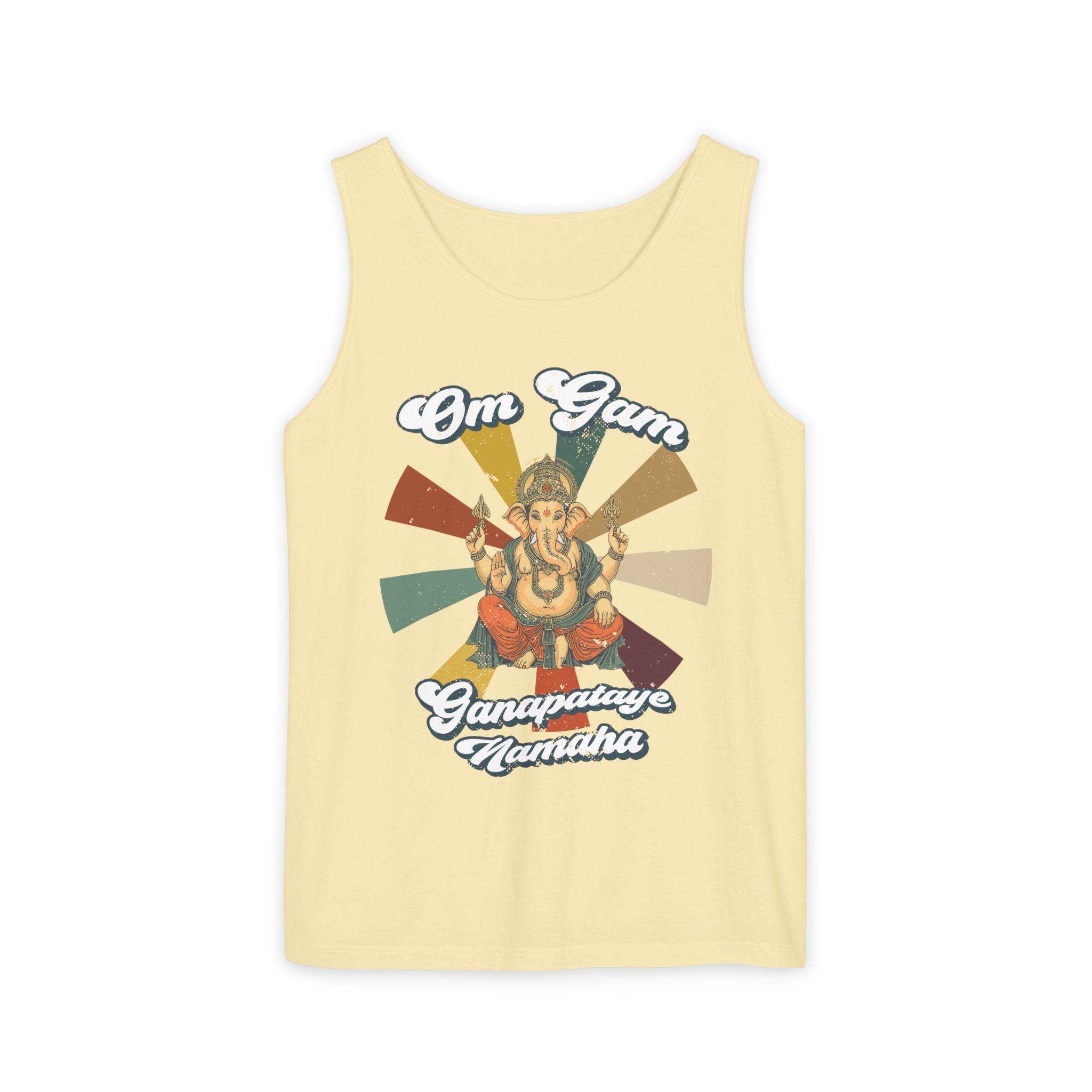 Lord Ganesha Retro Tank Top – Om Gam Ganapataye Namaha Mantra Shirt