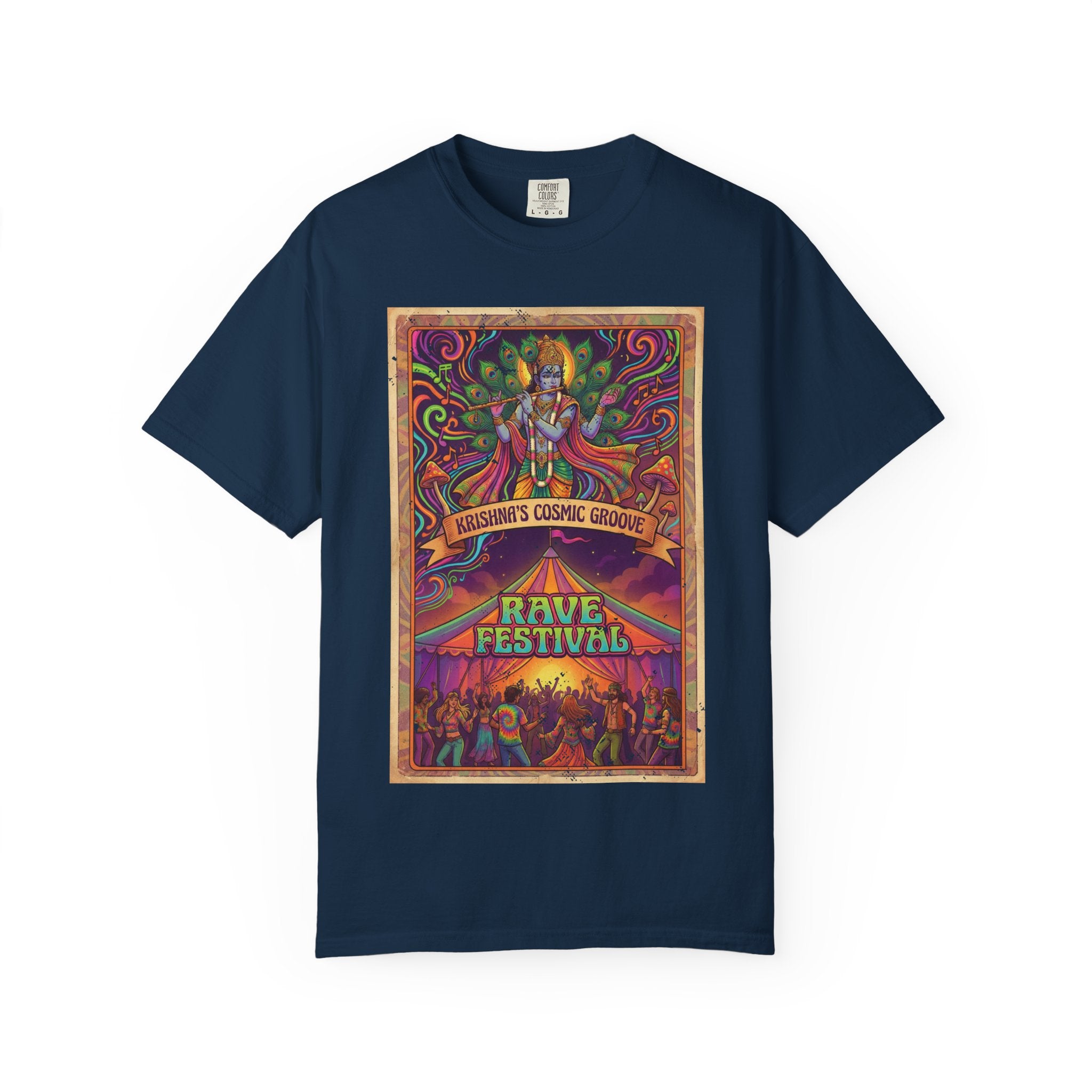 Krishna’s Cosmic Groove T-Shirt – Psychedelic Rave Festival Vintage Graphic Tee